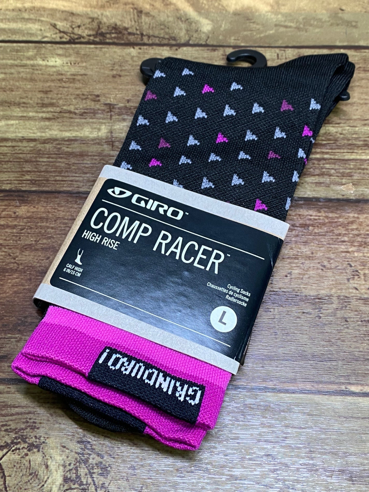 IO703 ジロ GIRO COMP RACER ソックス 黒 紫 L