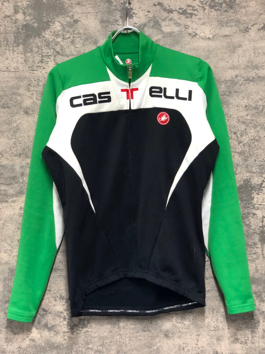 JC152 カステリ CASTELLI 長袖 サイクルジャージ 緑 黒 サイズ不明