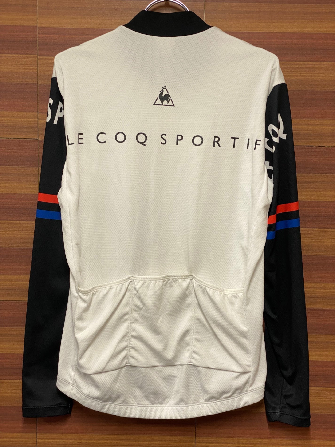 ID490 ルコックスポルティフ le coq sportif 長袖 サイクルジャージ 白 黒 L