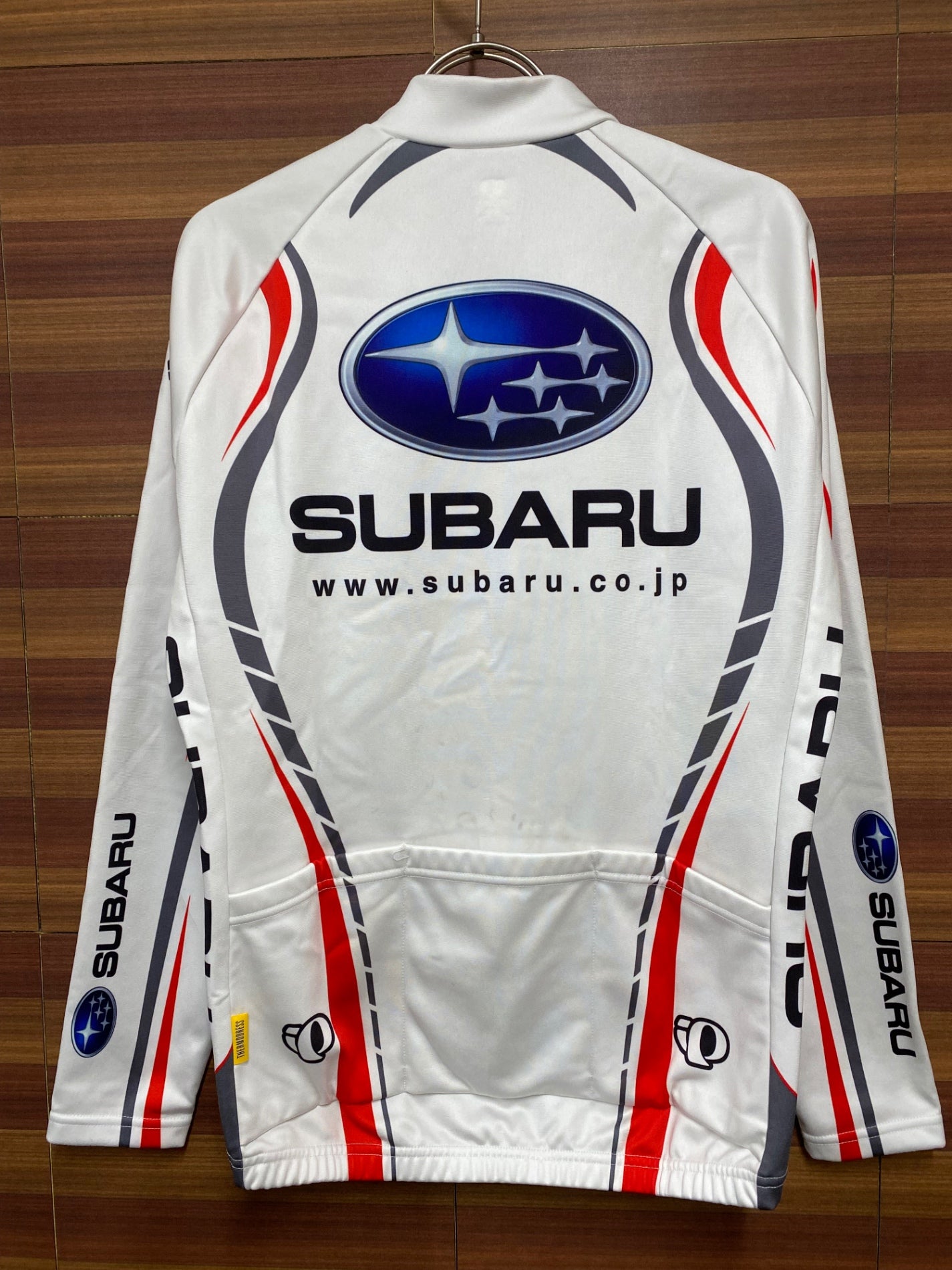 IJ787 パールイズミ PEARL iZUMi 長袖 サイクルジャケット 白 M 裏起毛 SUBARU