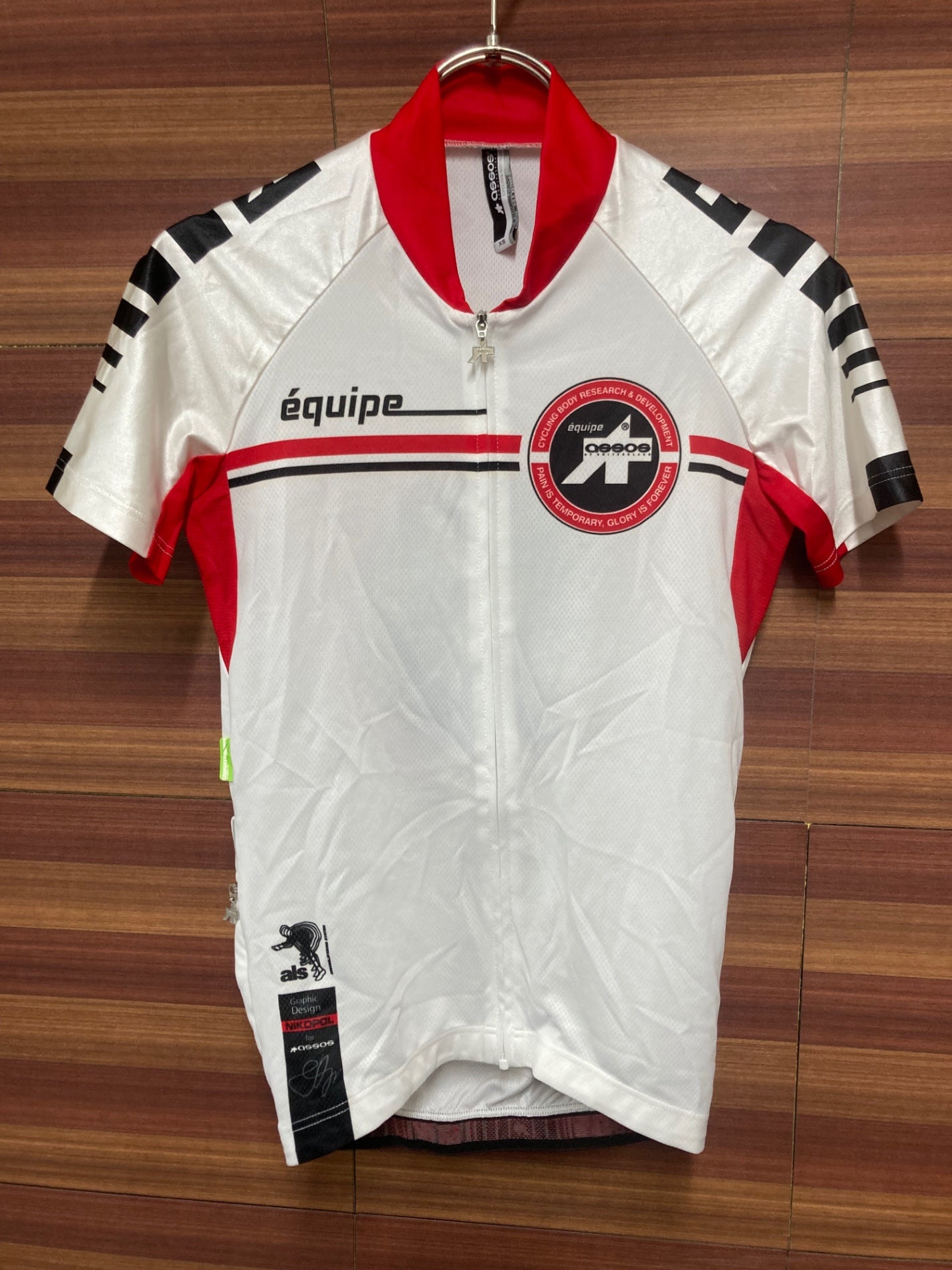 IO894 アソス ASSOS エキップ equipe 半袖サイクルジャージ 白赤 XSサイズ