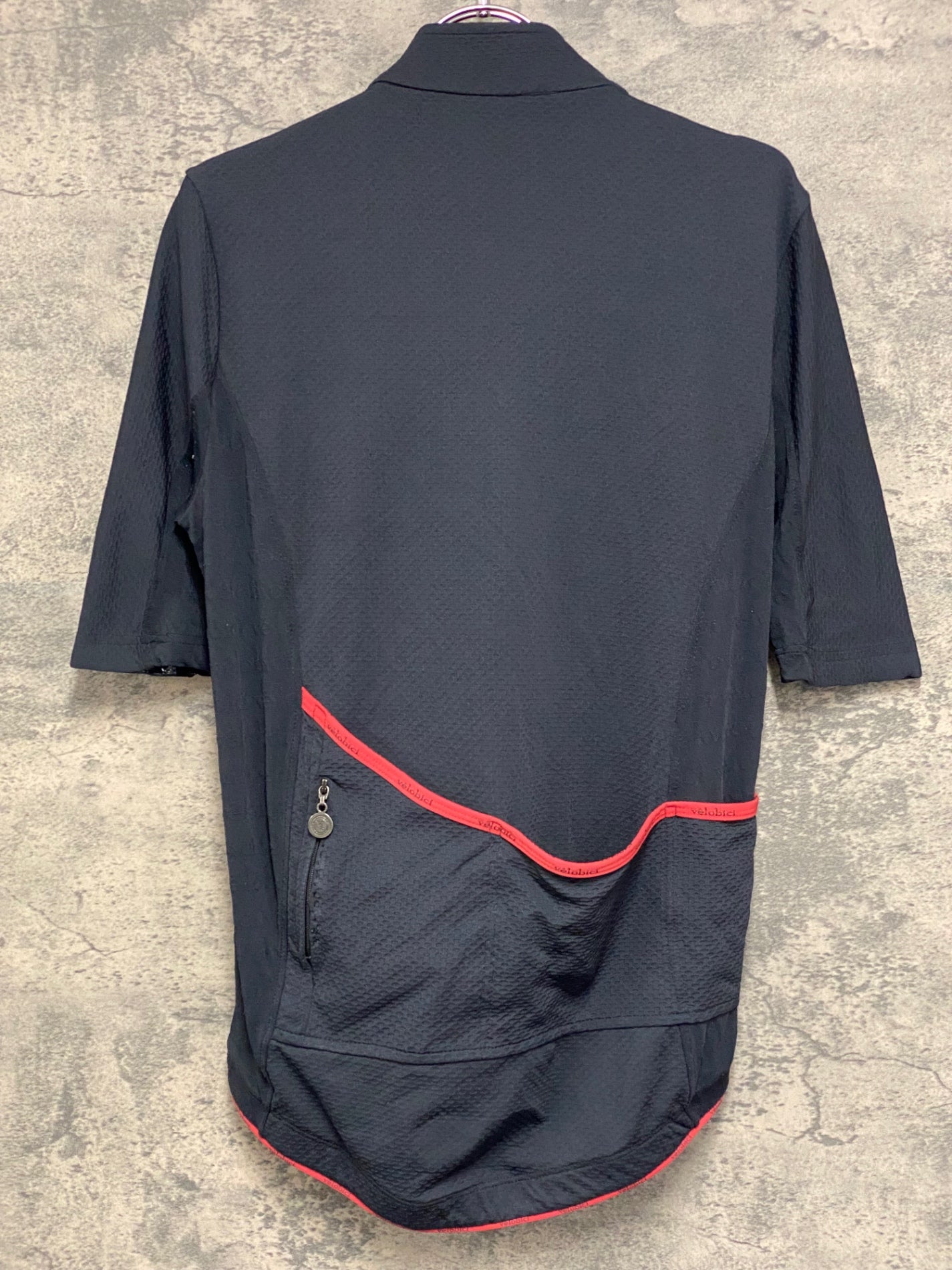 JB282 ヴェロビチ Velobici d KILLER 半袖 サイクルジャージ 黒 赤 SIZE-4 ※補修痕あり