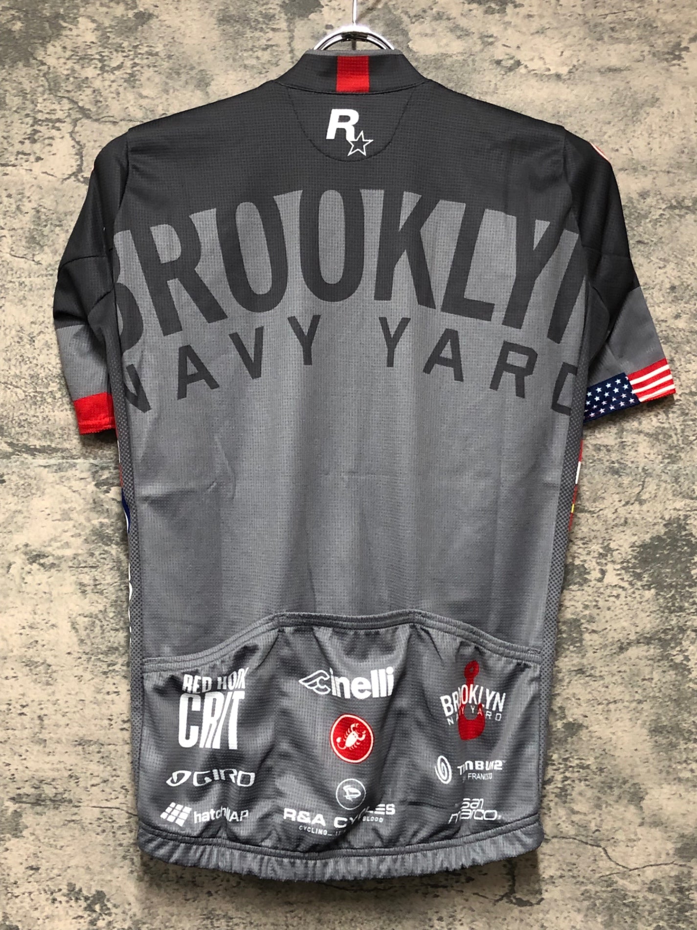 JC762 カステリ CASTELLI 半袖 サイクルジャージ グレー S BROOCKLYN NAVY YARD RED HOOK CRIT