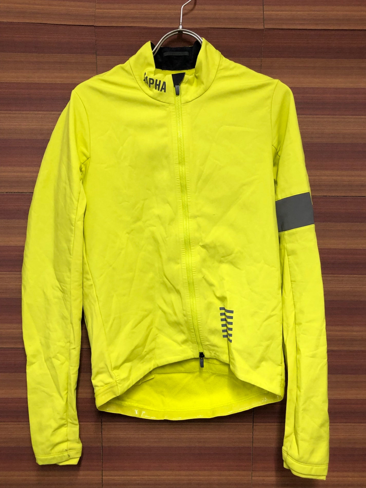 IQ658 ラファ Rapha PRO TEAM TRAINING JACKET 長袖サイクルジャージ 黄緑 M 裏起毛