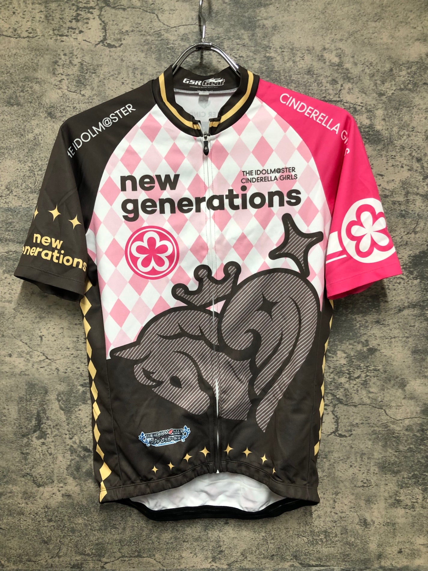 IZ765 グッドスマイルレーシング GSR Gear 半袖 サイクルジャージ ピンク 茶 L 痛ジャージ アイドルマスター 島村卯月