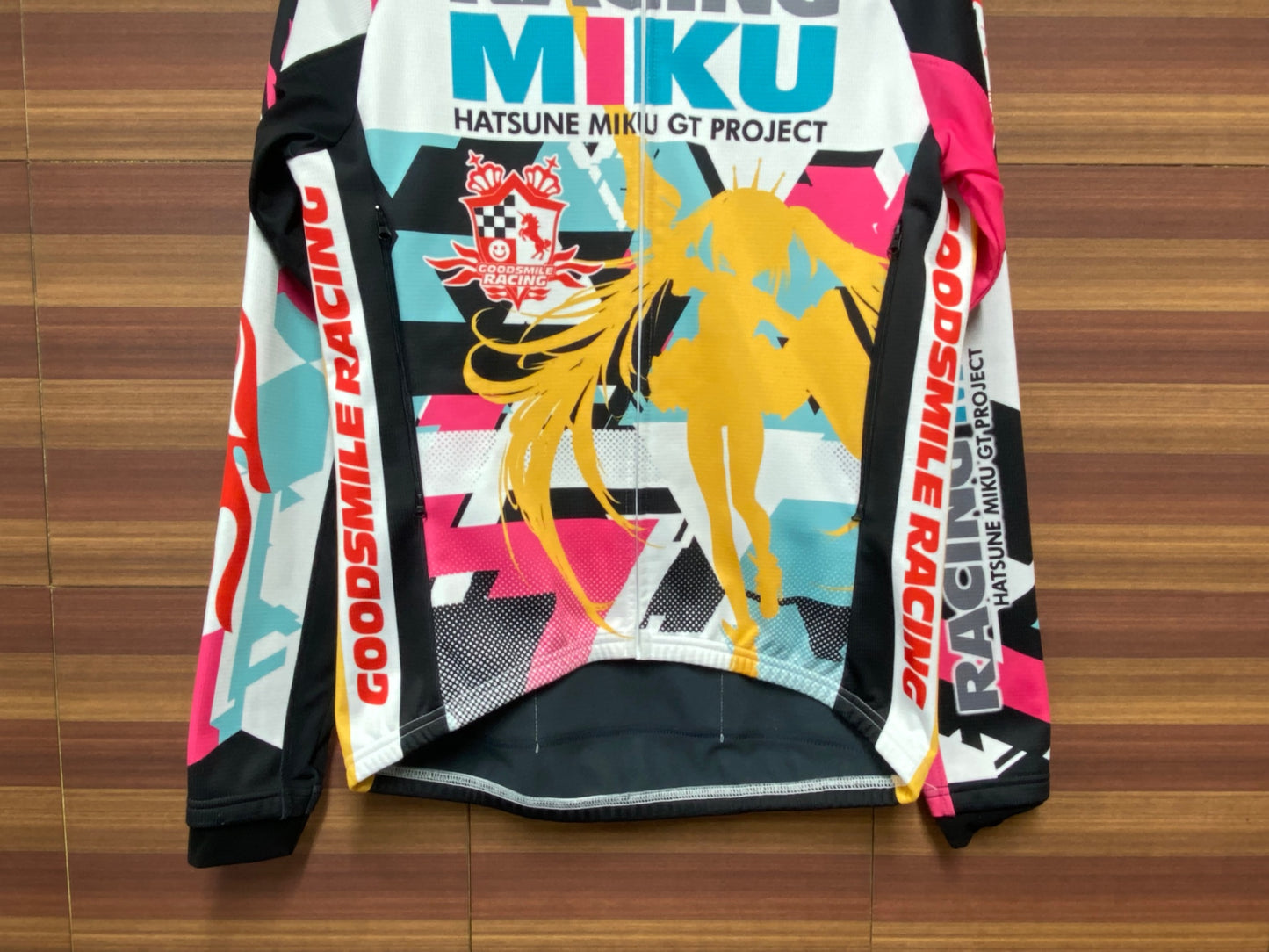 IK086 GSR Gear 長袖 サイクルジャケット 白 黒 ピンク M RACING MIKU 2015Ver. 痛ジャージ