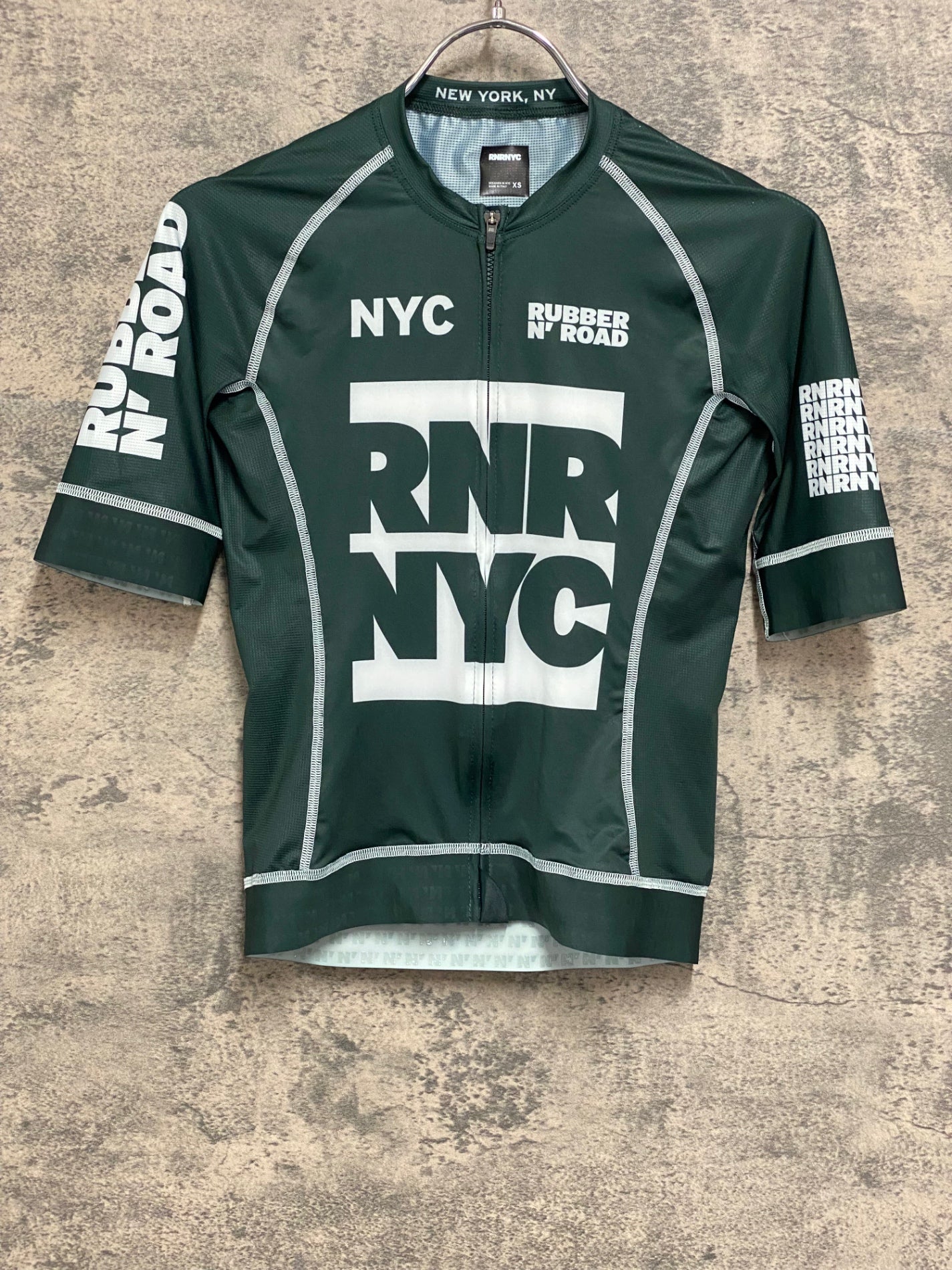 IZ238 ラバーアンドロード RUBBER N' ROAD RNRNYC 半袖 サイクルジャージ 深緑 XS