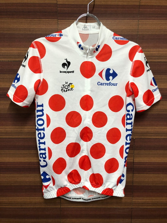 IP955 ルコックスポルティフ le coq sportif 半袖 サイクルジャージ 白 赤 水玉模様 XS ハーフジップ