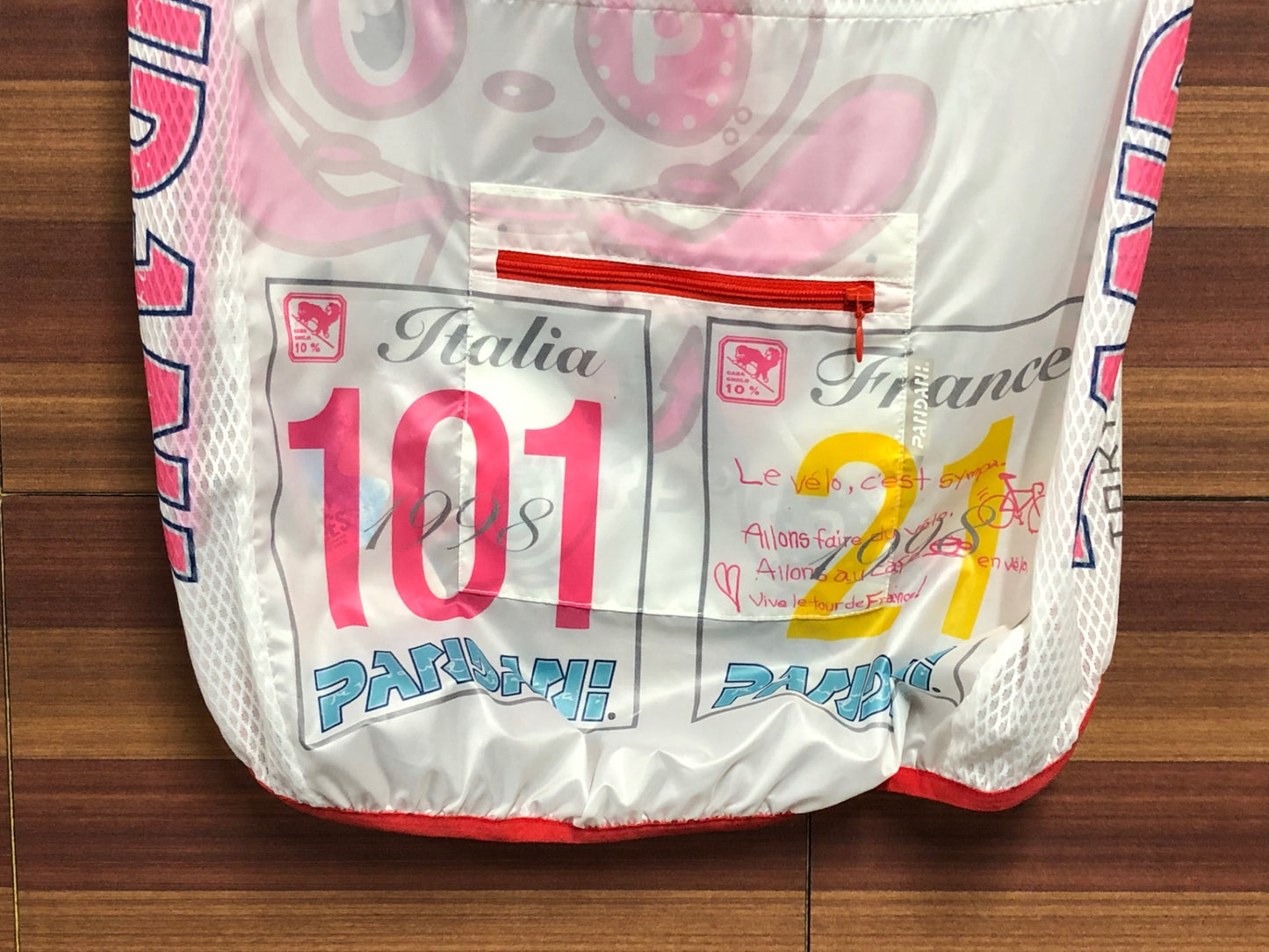 IQ220 パンダーニ PANDANI ジレ サイクルベスト 白 赤 S