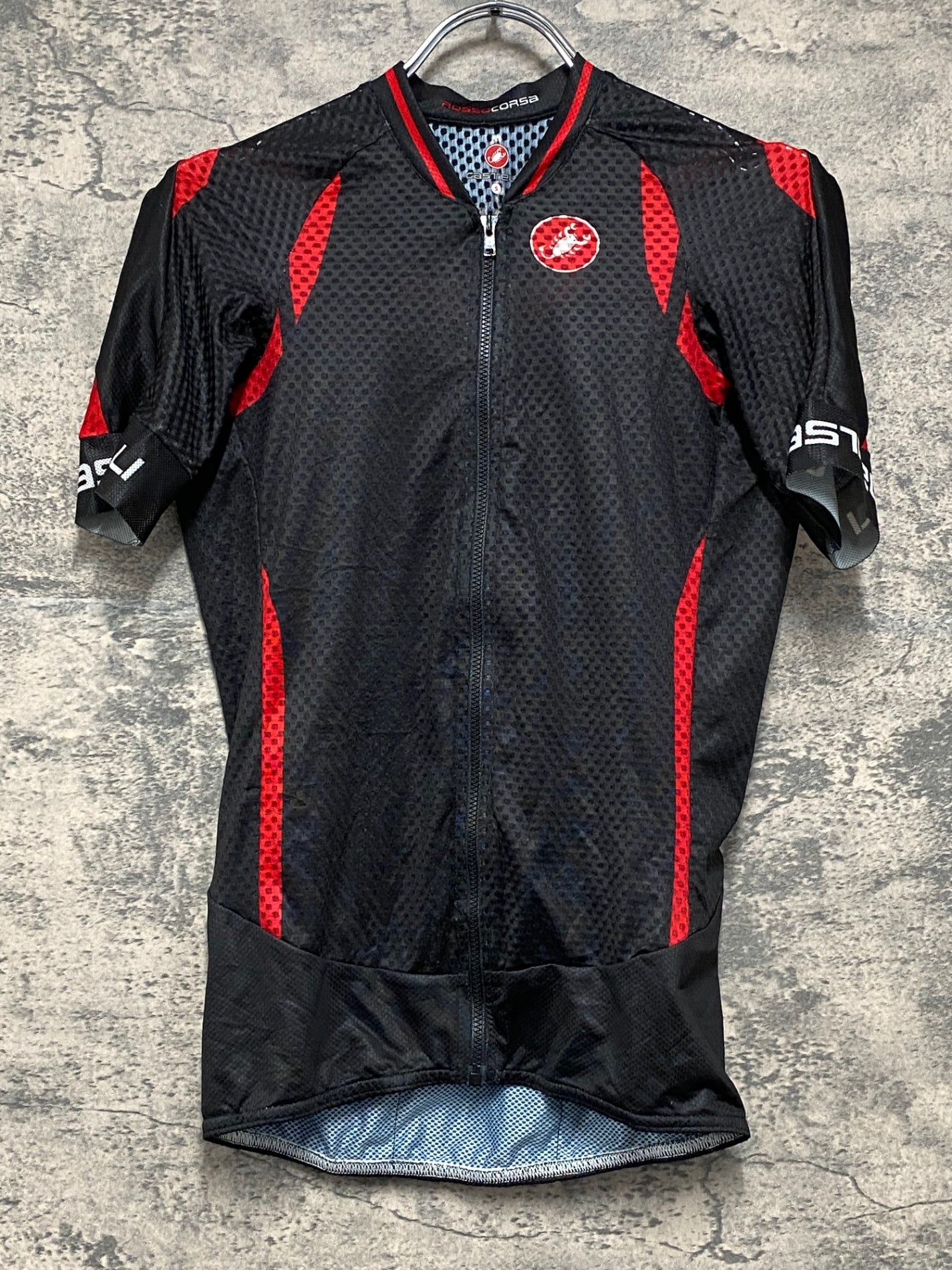 IZ473 カステリ CASTELLI ROSSOCORSA 半袖 サイクルジャージ 黒 赤 S