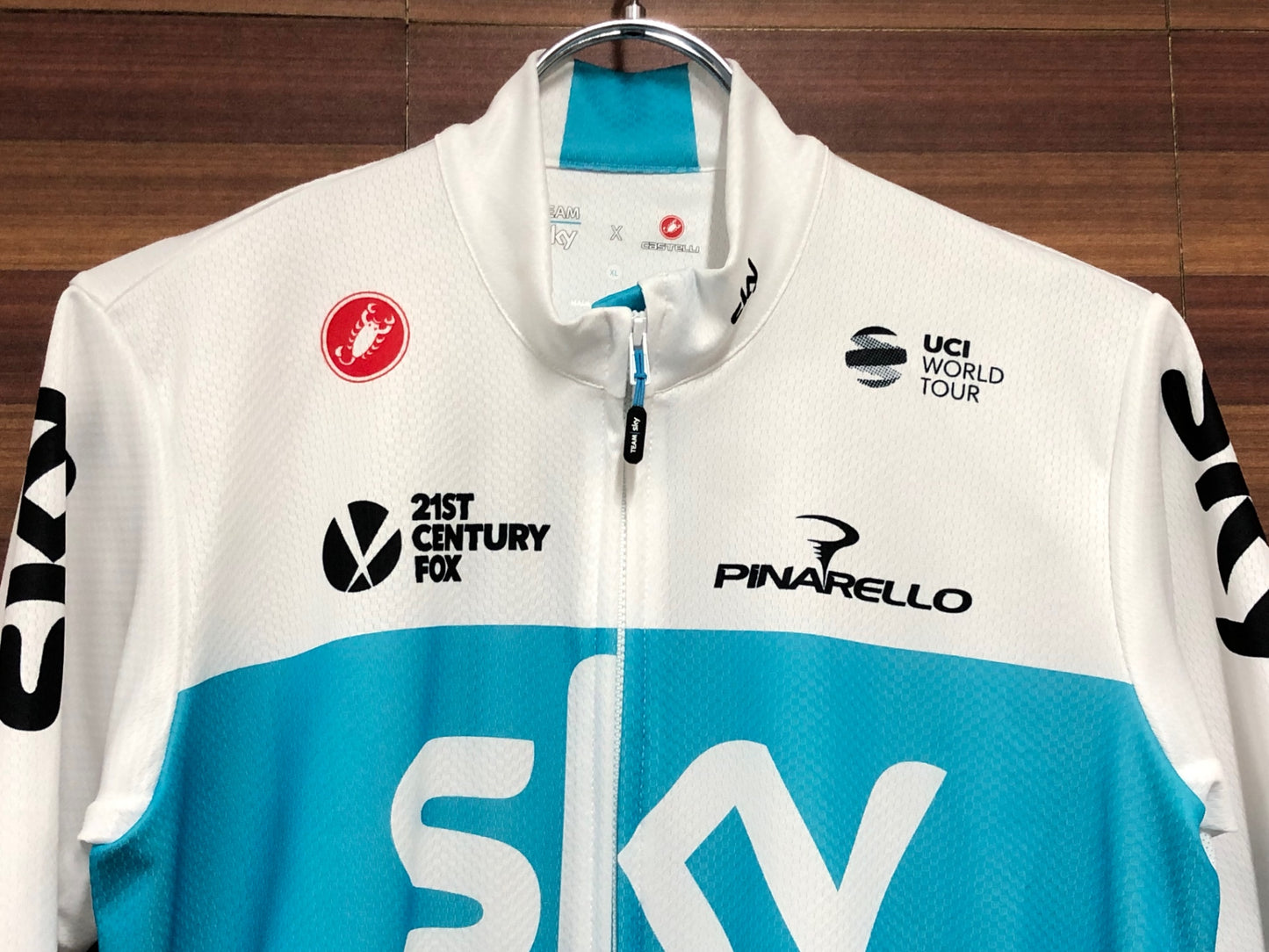 IK563 カステリ CASTELLI TEAM SKY 半袖サイクルジャージ 白 XLサイズ