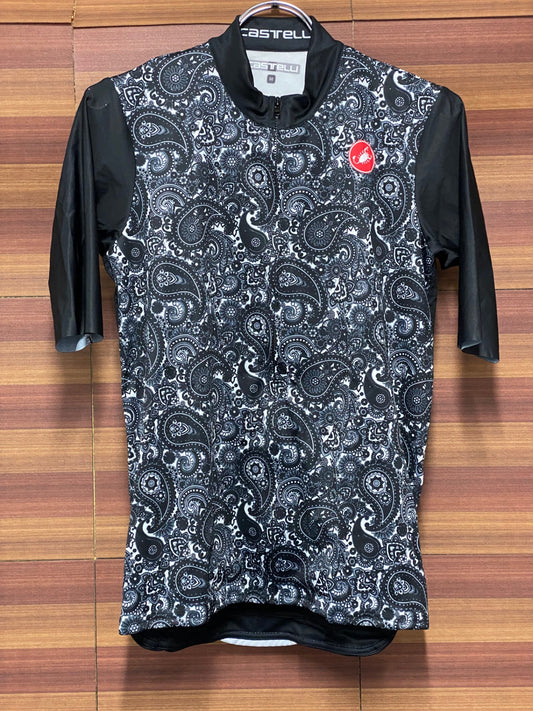 IT367 カステリ CASTELLI 半袖 サイクルジャージ 白黒 M
