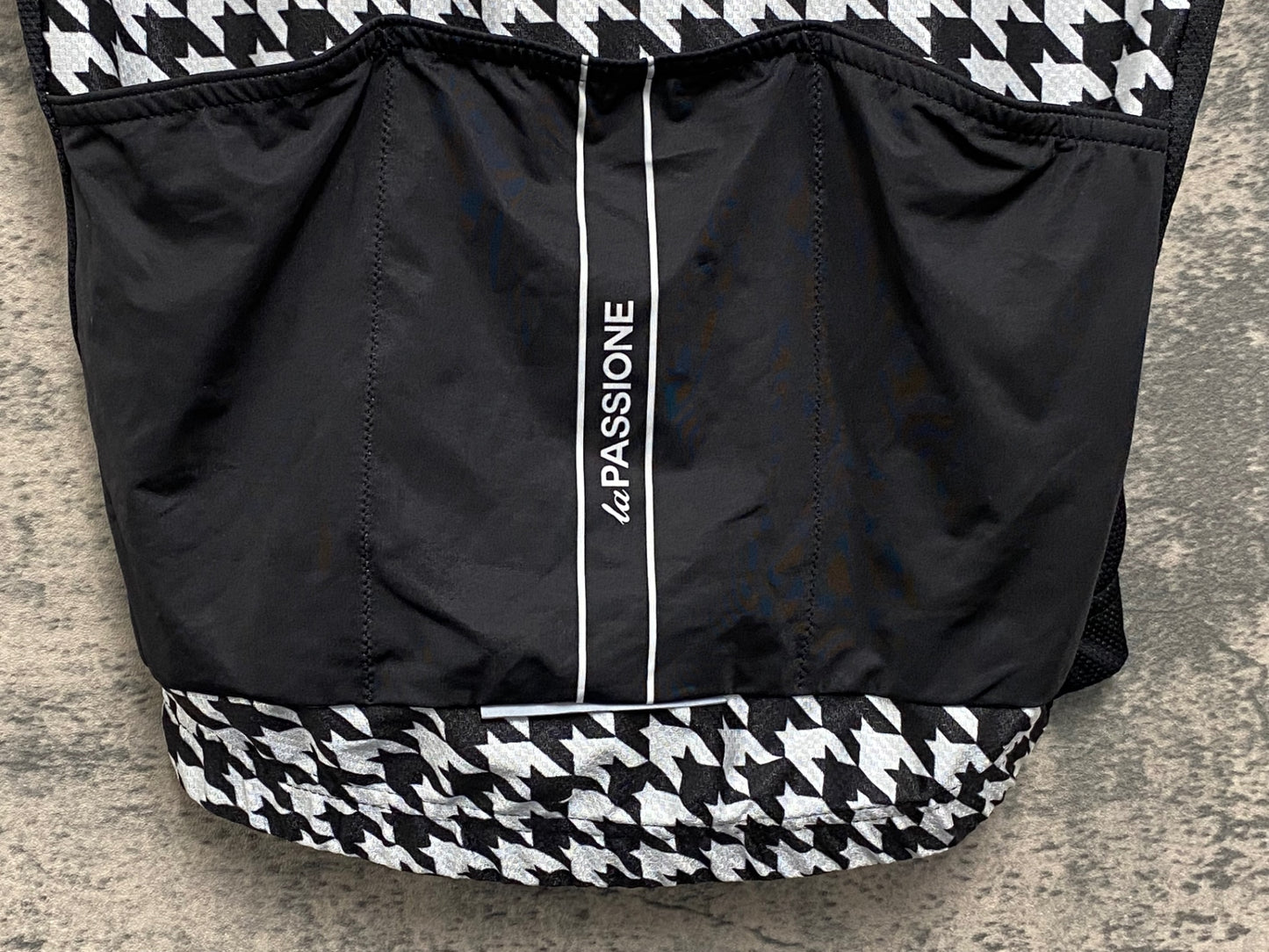 JB578 ラパッション la PASSIONE 半袖 サイクルジャージ 黒 白 XS 千鳥格子