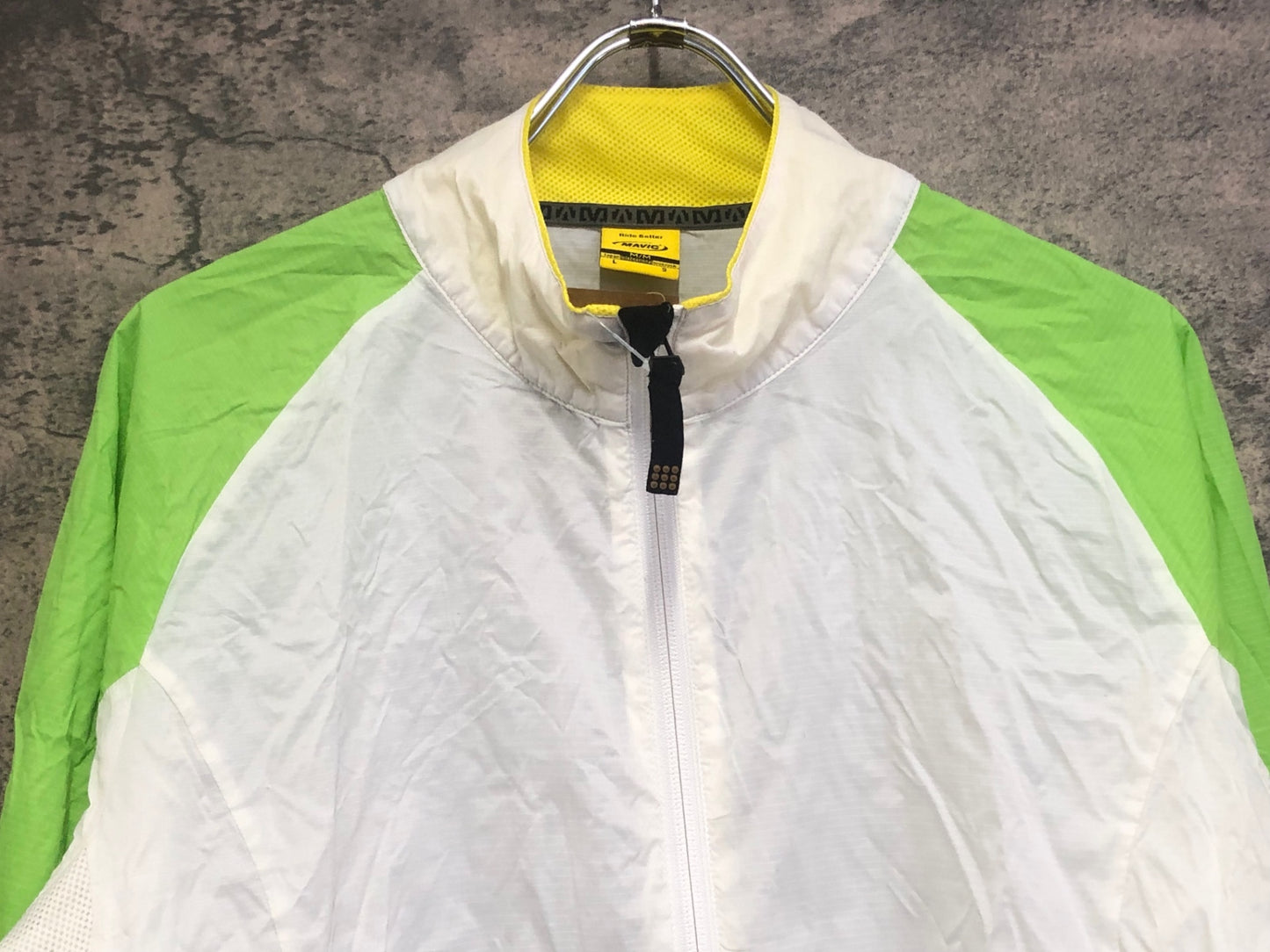 IV340 マヴィック MAVIC 長袖 ウィンドブレーカー 白 黄緑 L