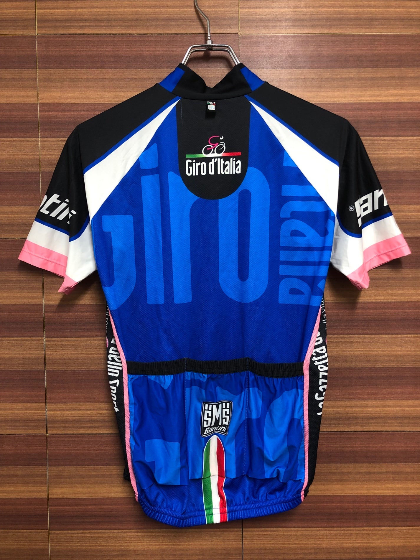 HR824 サンティーニ Santini Giro d'italia 半袖 サイクルジャージ 白 青 S