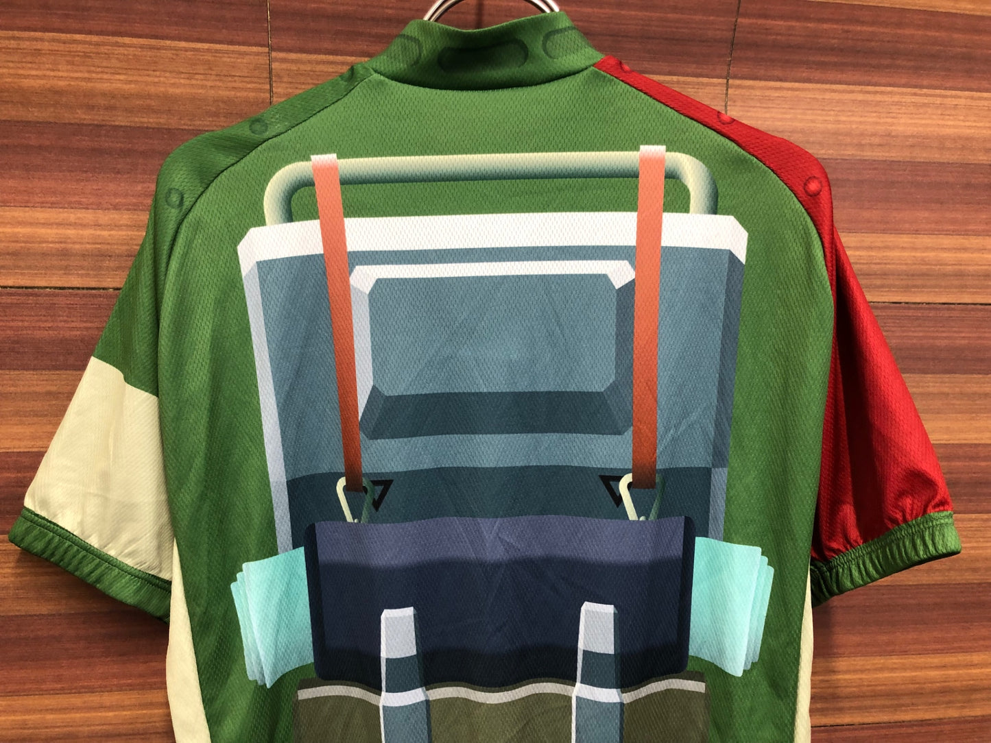 IS995 ウェイブワン WAVE ONE AURORA 半袖 サイクルジャージ 緑 青 赤 L 装甲騎兵ボトムズ スコープドッグ ターボカスタム 痛ジャージ