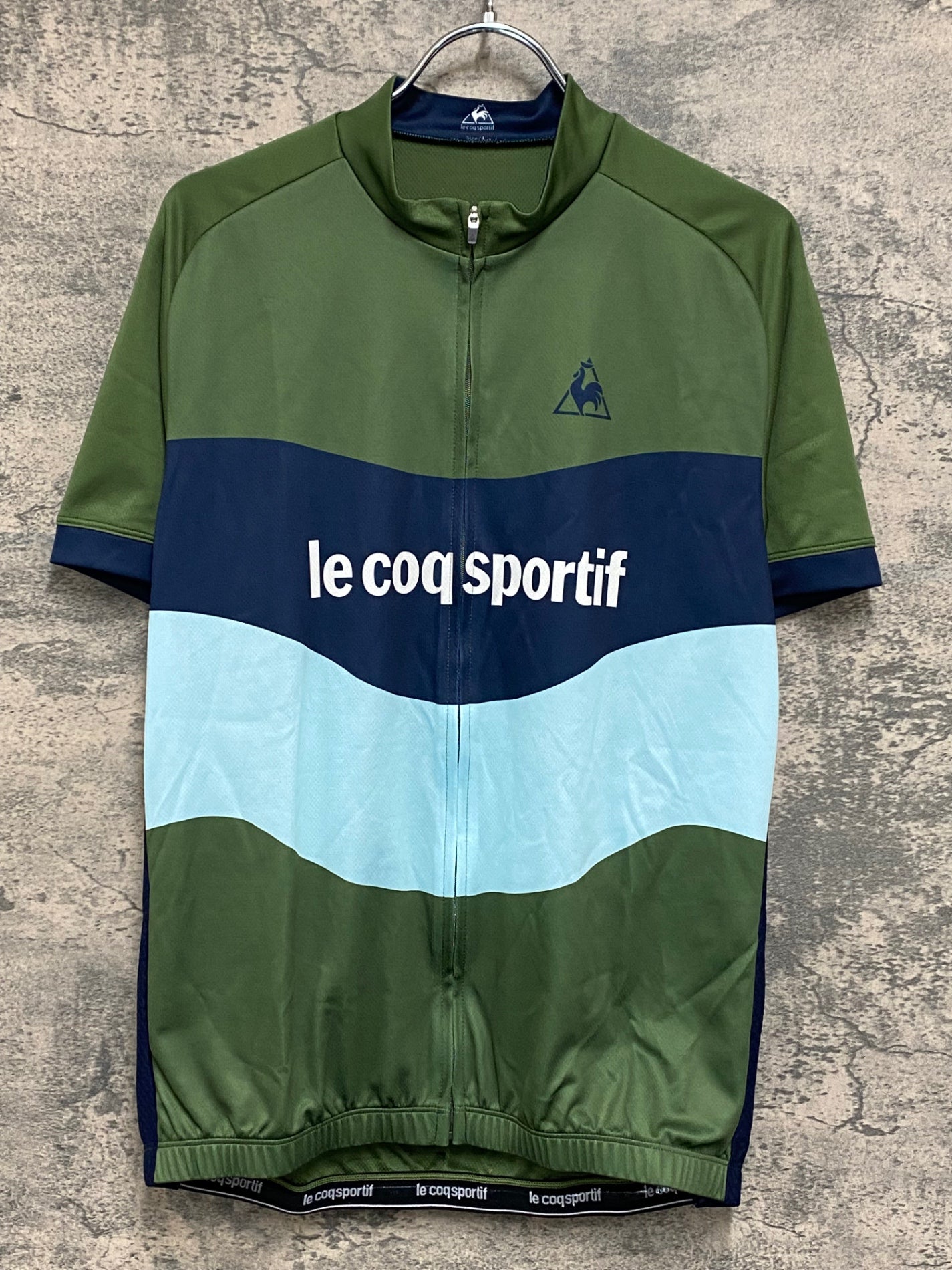 IY814 ルコックスポルティフ le coq sportif 半袖サイクルジャージ L 緑紺