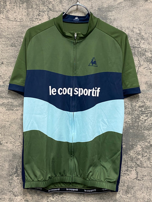 IY814 ルコックスポルティフ le coq sportif 半袖サイクルジャージ L 緑紺