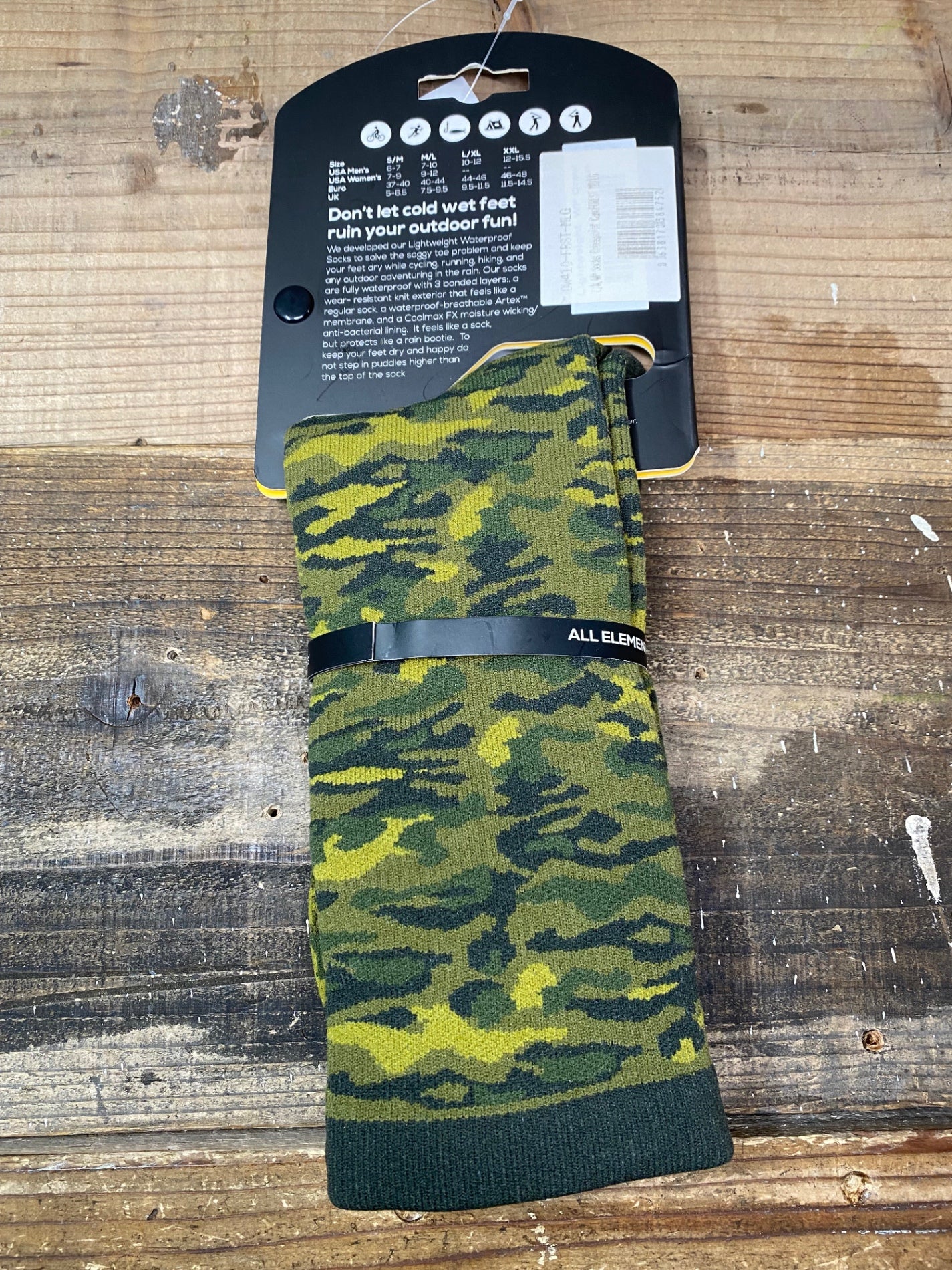 IQ176 シャワーズパス showers pass 防水ソックス 緑 迷彩 M/L