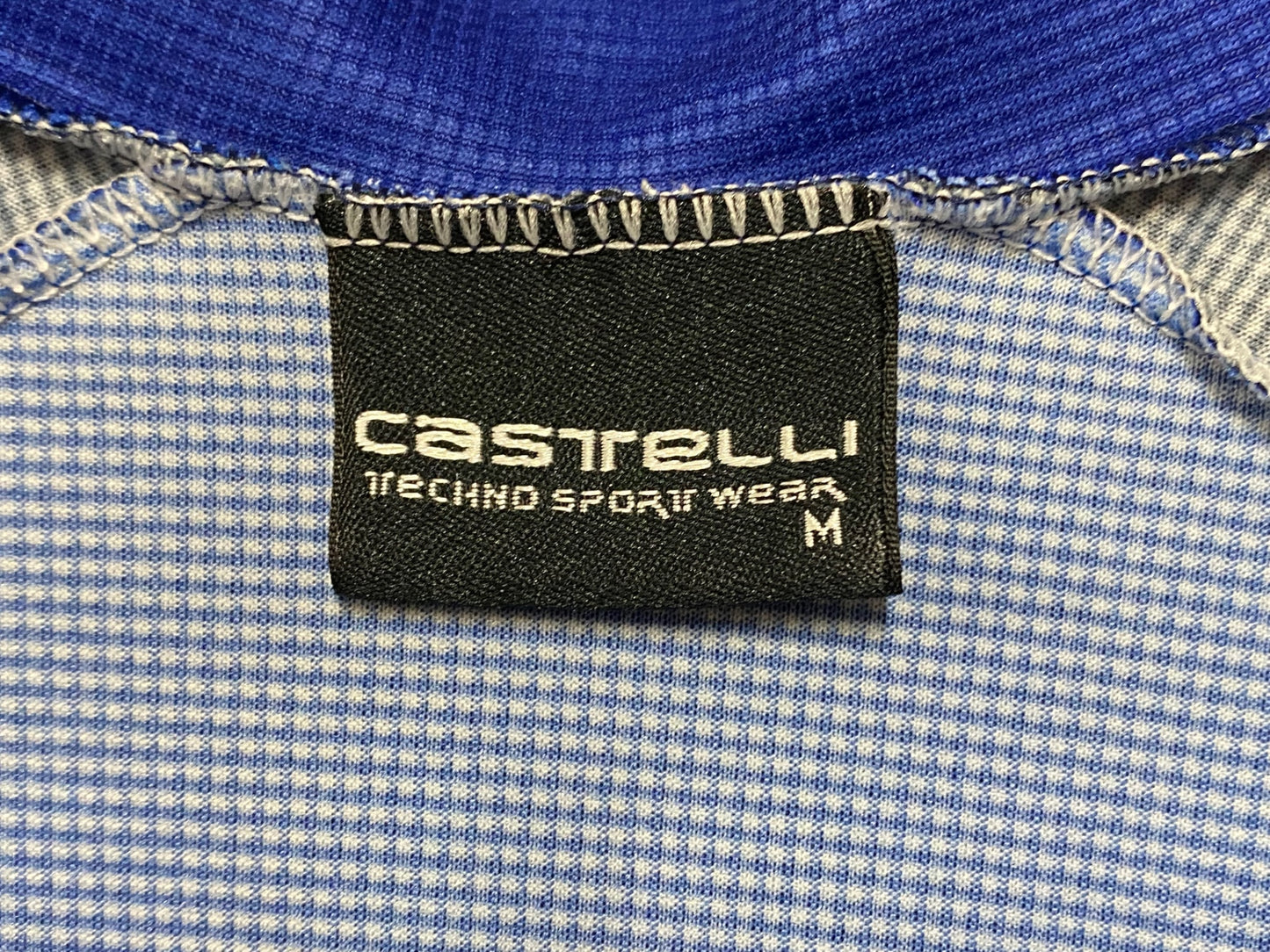 IH252 カステリ CASTELLI 半袖 サイクルジャージ ハーフジップ 青 M ※ほつれあり