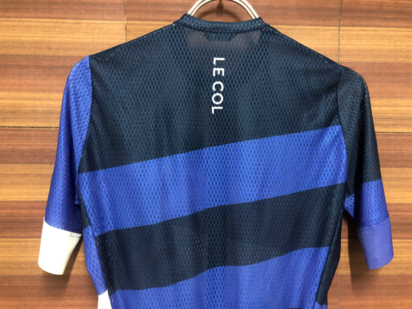 IU484 LECOL 半袖 サイクルジャージ 白 ネイビー XS