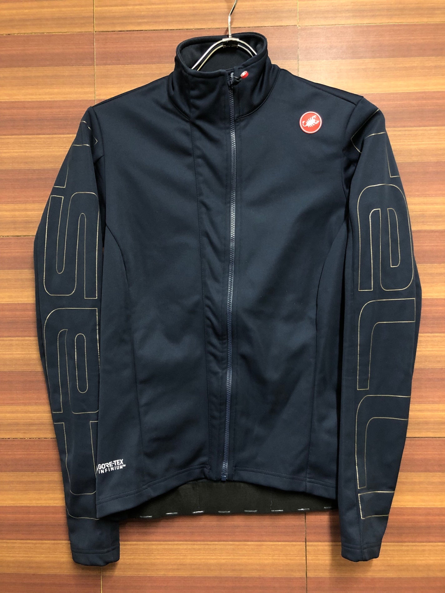 HV508 カステリ castelli 長袖サイクルジャケット 紺 S 裏起毛 GORE TEX INFINIUM