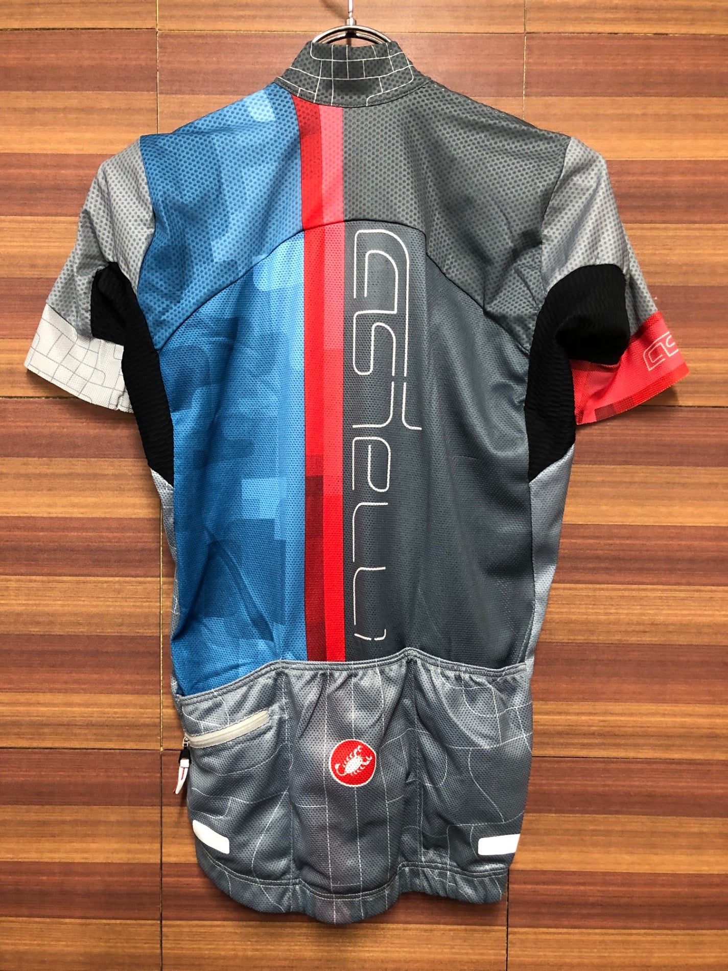 II254 カステリ castelli 半袖 サイクルジャージ グレー M 一部ほつれ