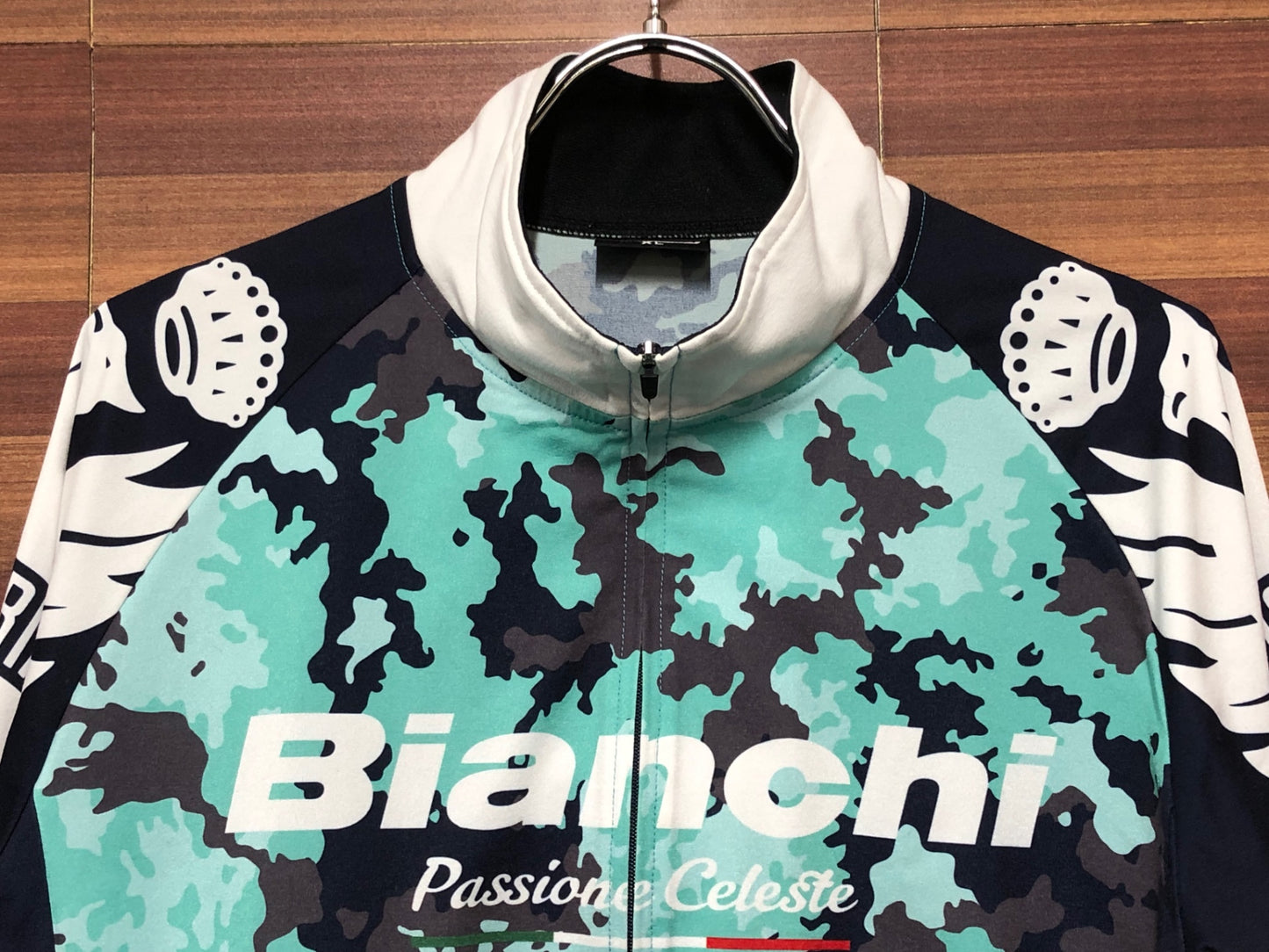 IL632 ビアンキ Bianchi 長袖 サイクルジャージ 黒 チェレステ XL ※汚れ有