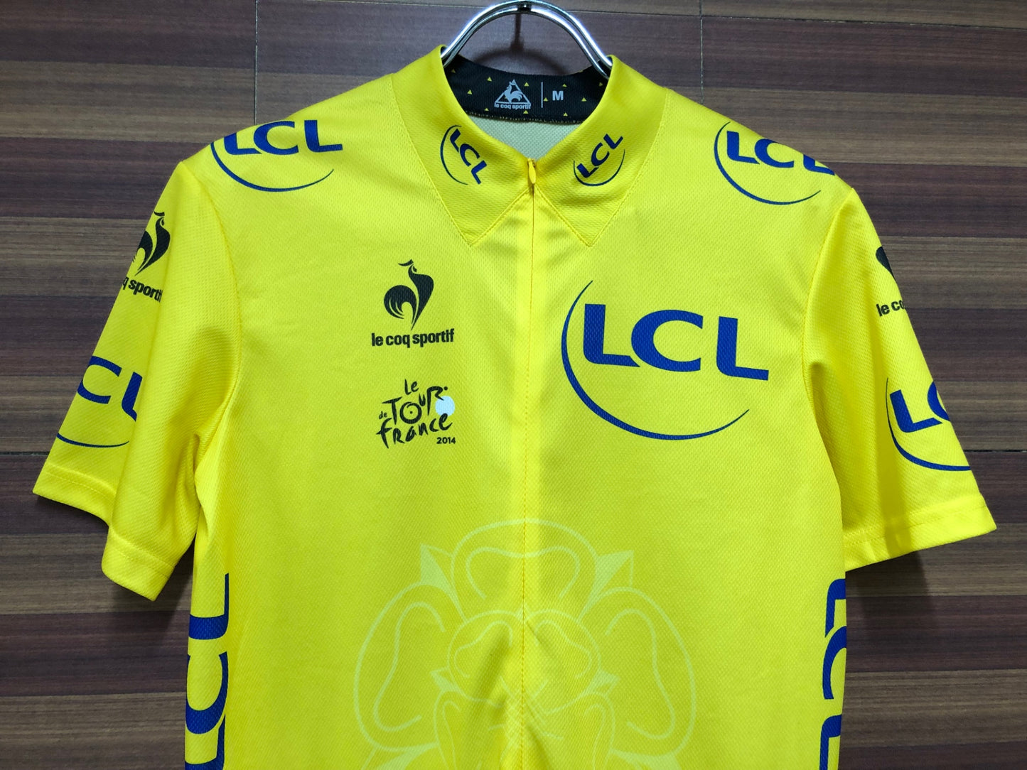 II263 ルコックスポルティフ le coq sportif 半袖 サイクルジャージ 黄 M マイヨジョーヌ TDF2014