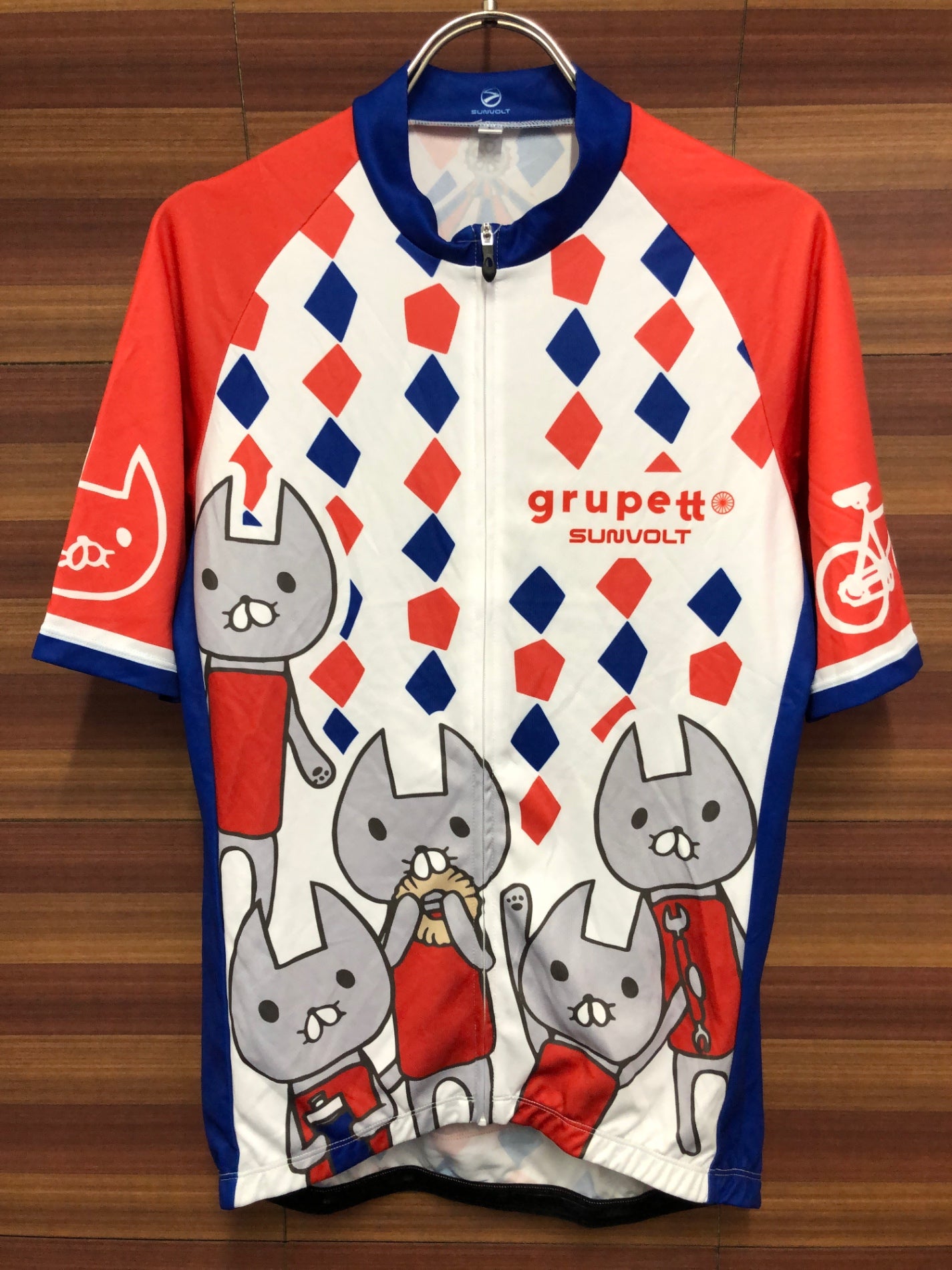 IS976 サンボルト SUNVOLT 半袖 サイクルジャージ 白 青 赤 L