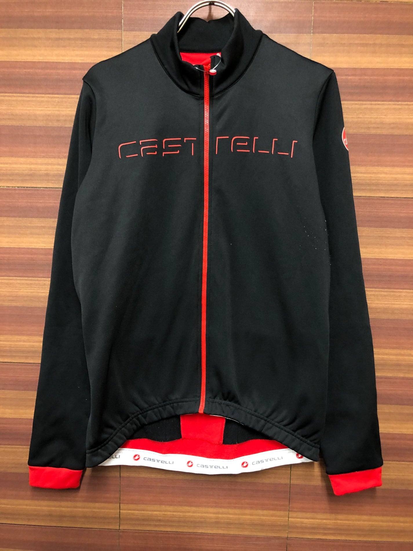 IE692 カステリ CASTELLI 長袖 サイクルジャージ 黒 L 裏起毛 ※毛玉、汚れ