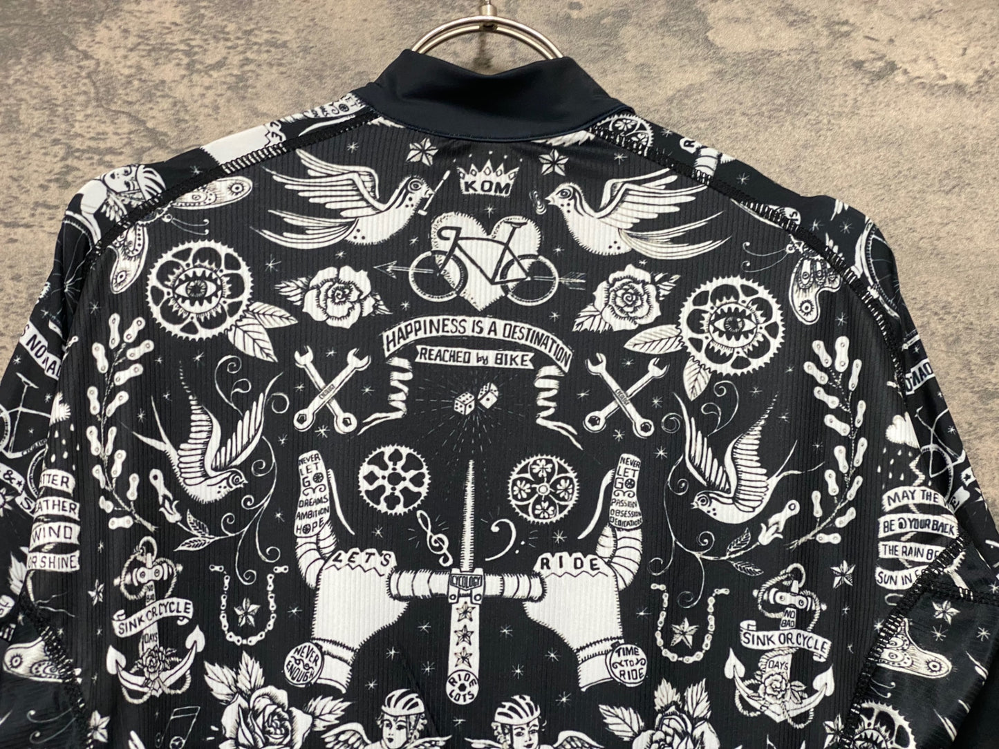 JC857 サイコロジー CYCOLOGI 半袖 サイクルジャージ 黒 白柄 S