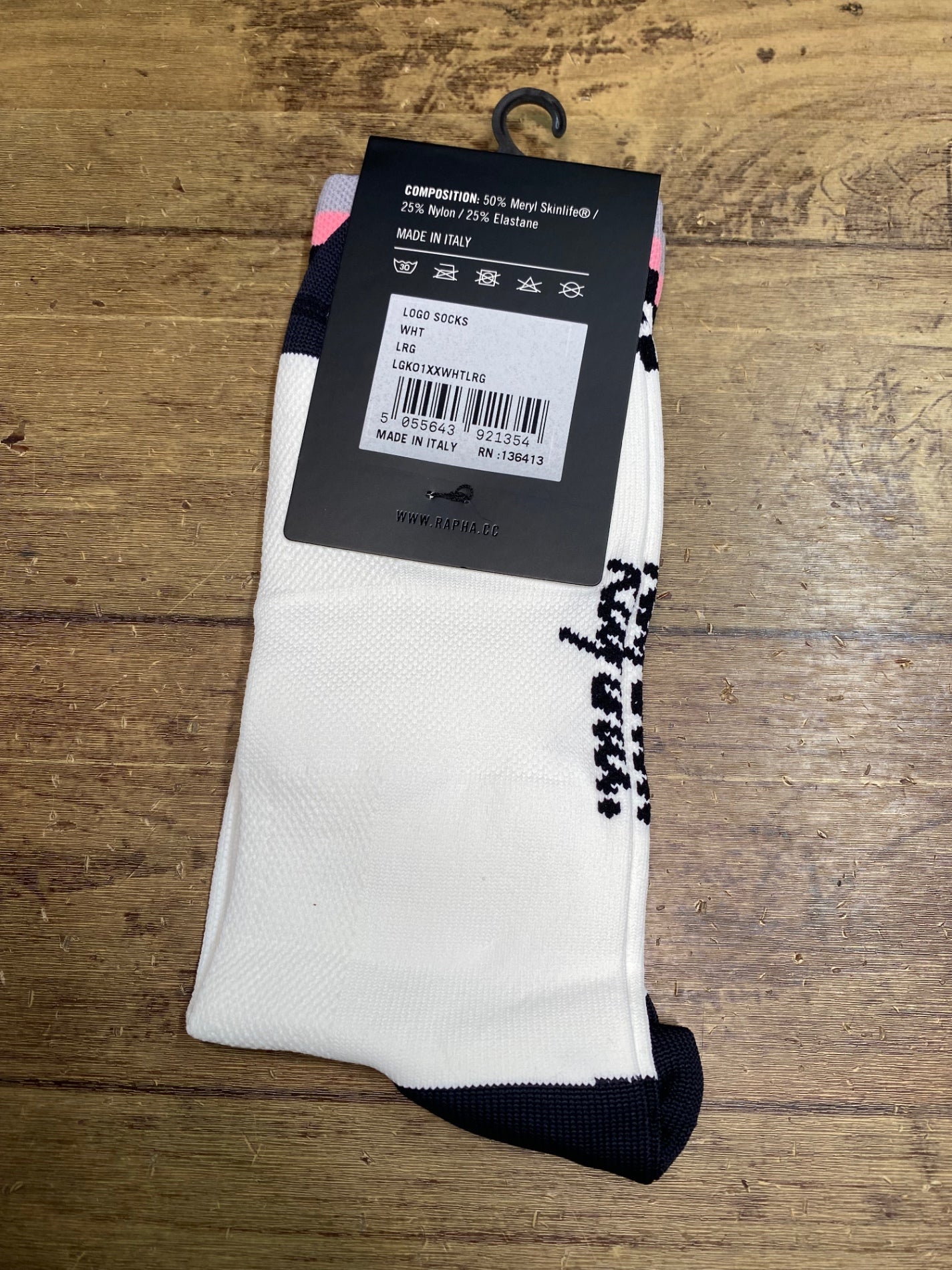 JB115 ラファ Rapha LOGO SOCKS サイクルソックス 白 L