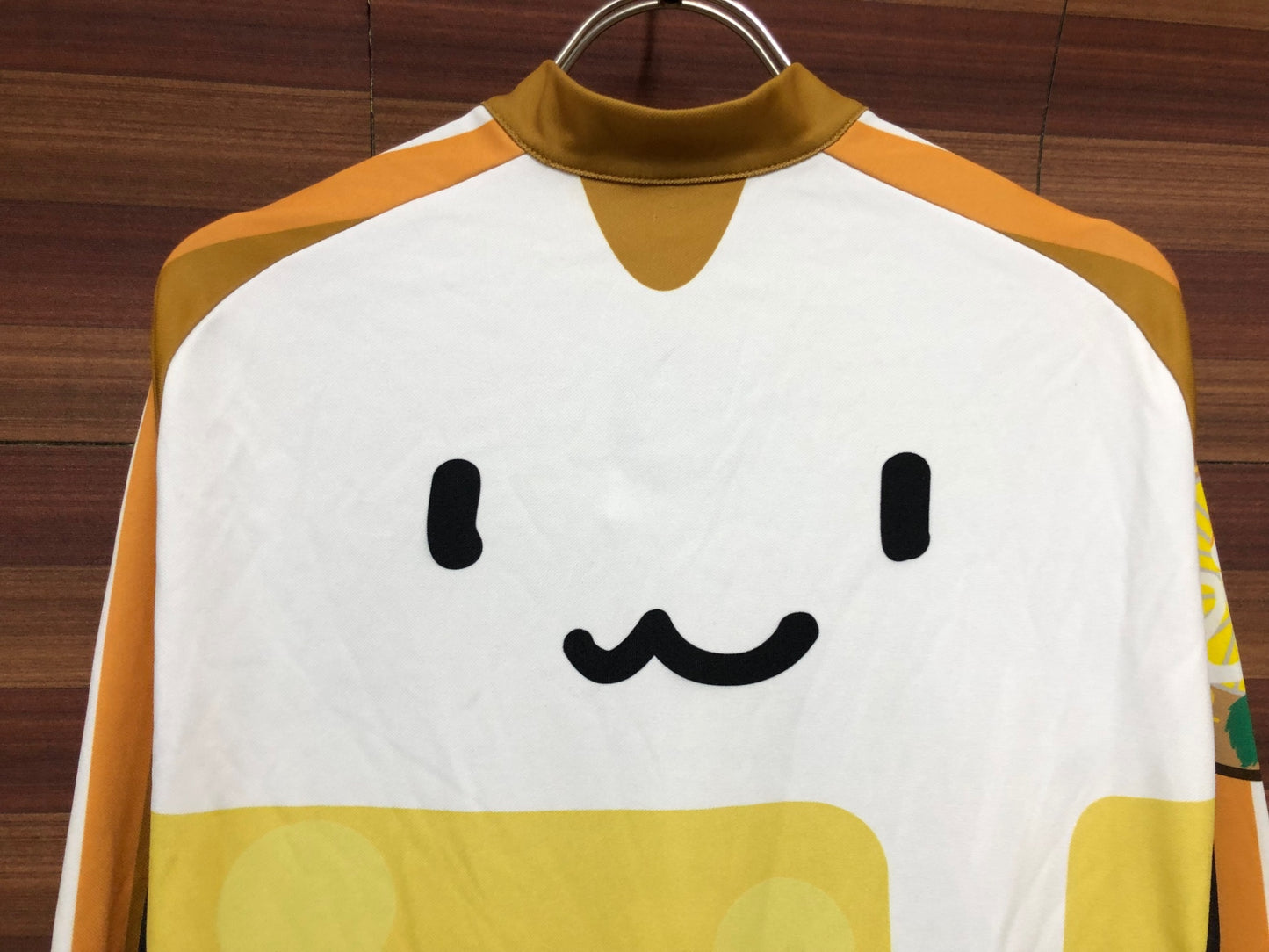 IT003 サンボルト SUNVOLT 長袖 サイクルジャージ 白 黄 L 裏起毛 けだまファミリー 痛ジャージ