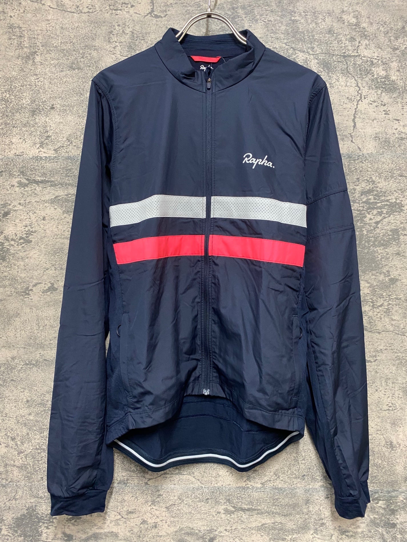 JB042 ラファ Rapha BREVET LONG SLEEVE WINDBLOCK JERSEY 長袖 サイクルジャージ 紺 L