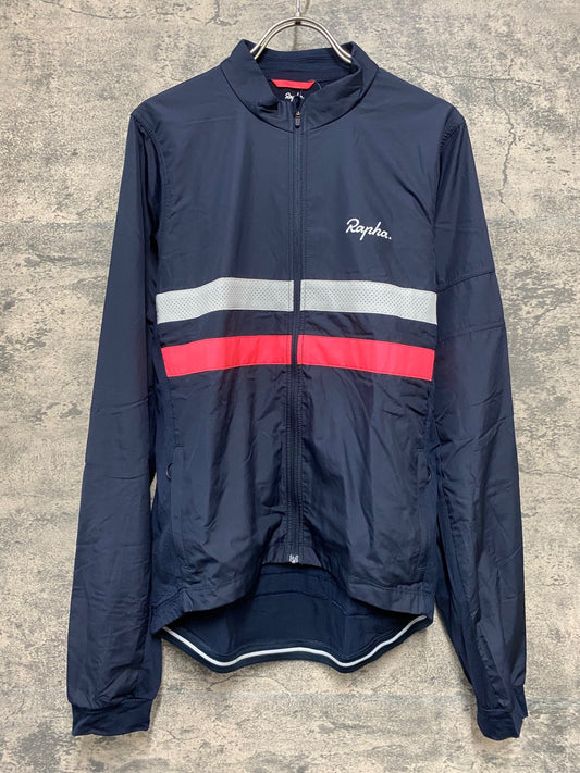 JB042 ラファ Rapha BREVET LONG SLEEVE WINDBLOCK JERSEY 長袖 サイクルジャージ 紺 L