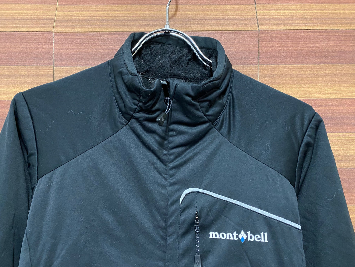 IN563 モンベル mont-bell 長袖 サイクルジャケット 黒 XS 裏起毛 中綿 ※動物の毛