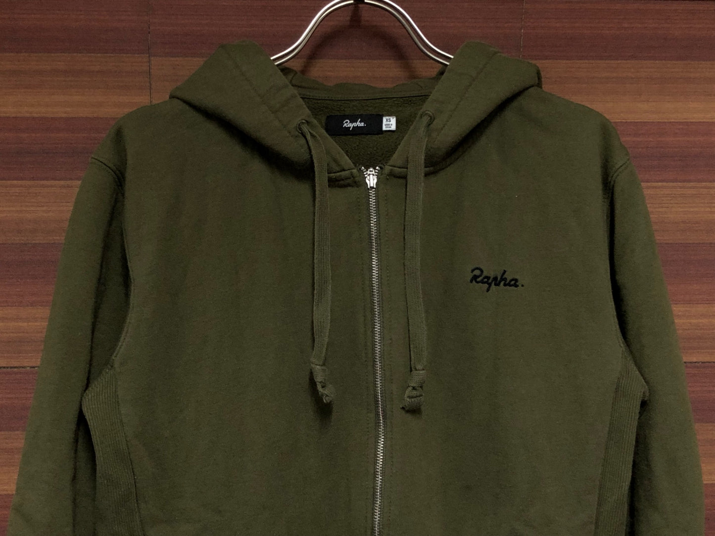 IO869 ラファ Rapha LOGO HOODIE フーディー フルジップパーカー カーキ XS 裏起毛
