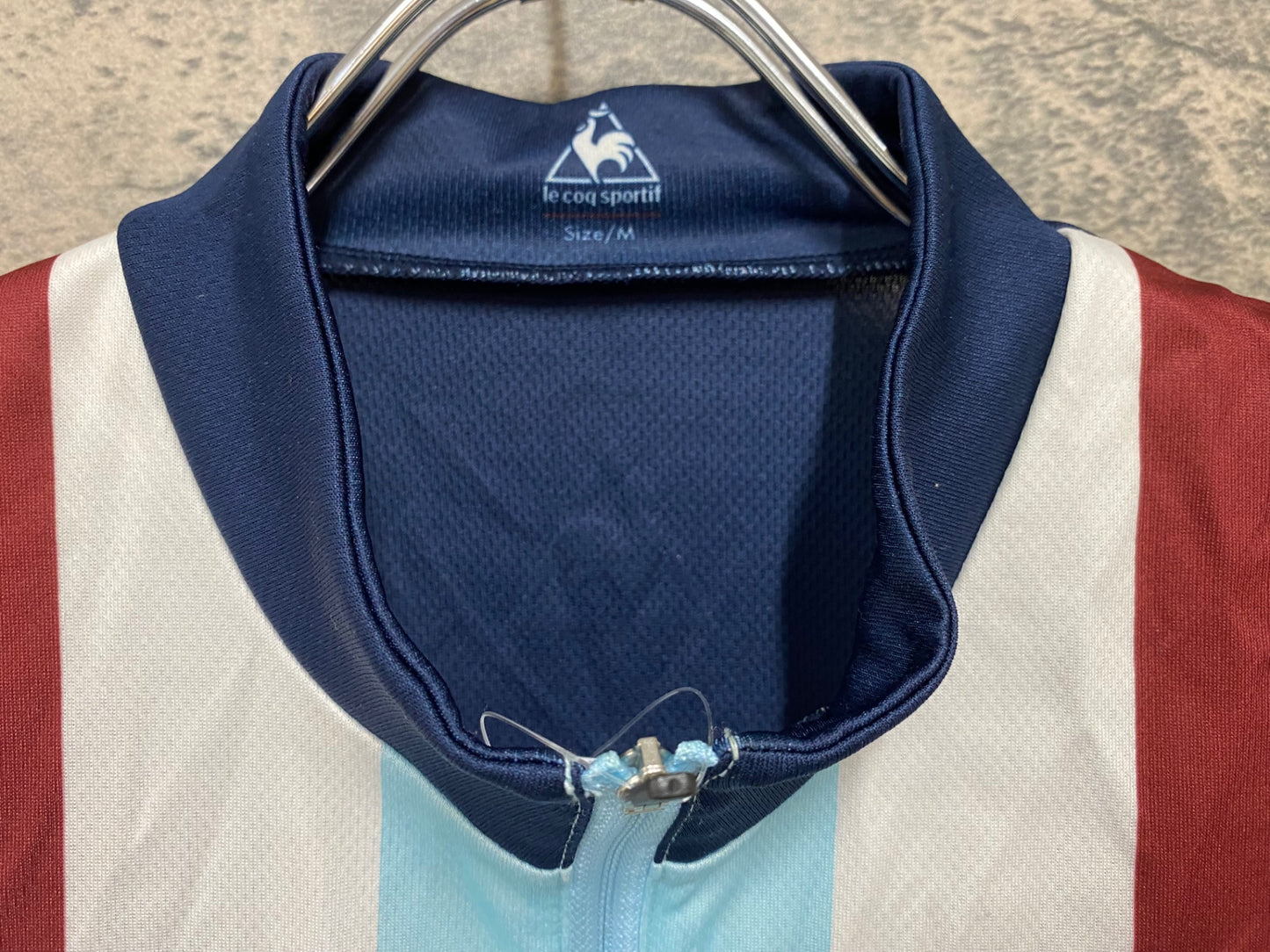 IY971 ルコックスポルティフ le coq sportif 半袖 サイクルジャージ 紺 白 M ハーフジップ