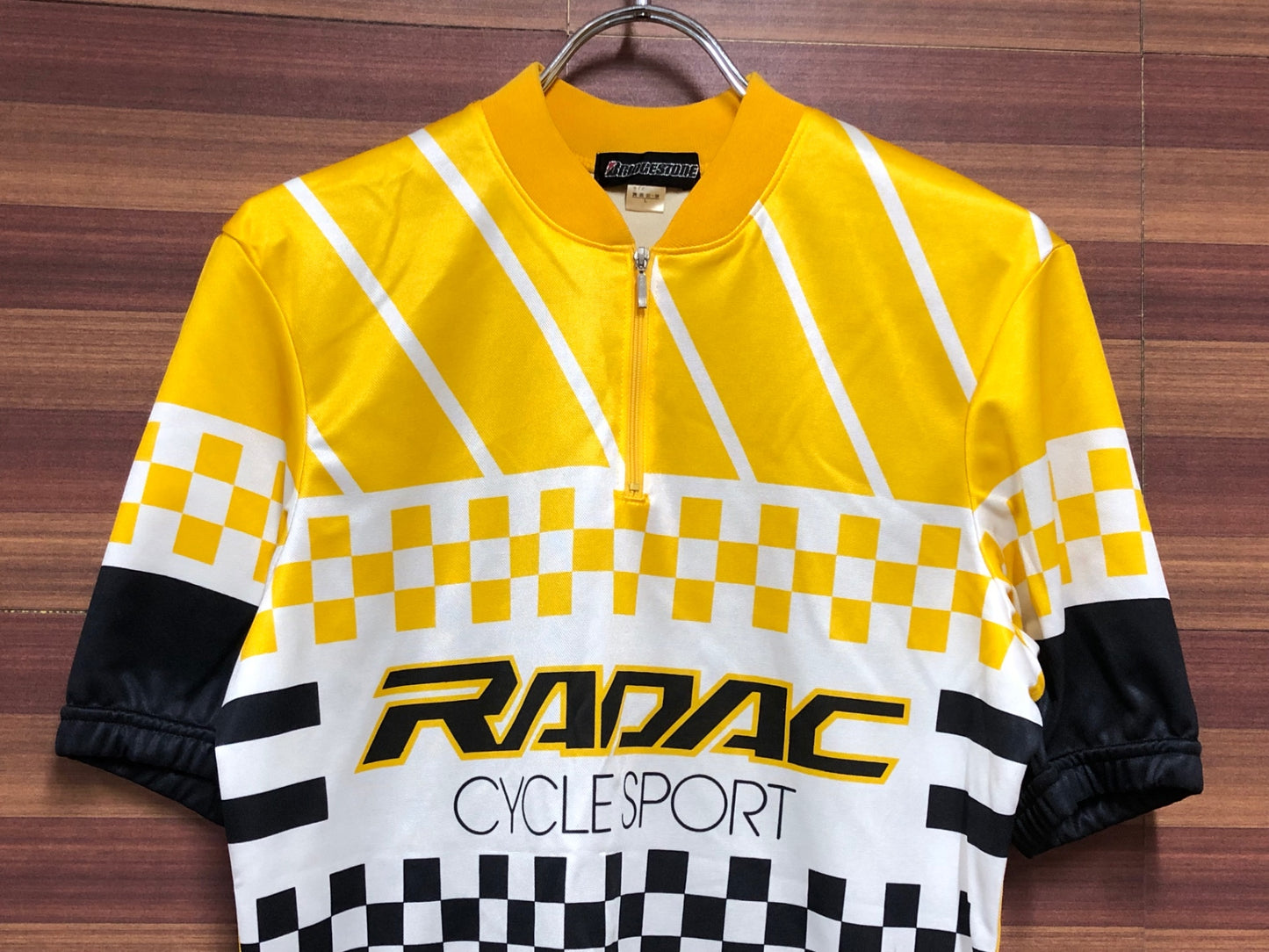 IJ159 ブリヂストン BRIDGESTONE RADAC 半袖 サイクルジャージ 黄 L ハーフジップ ビンテージ タグ付き