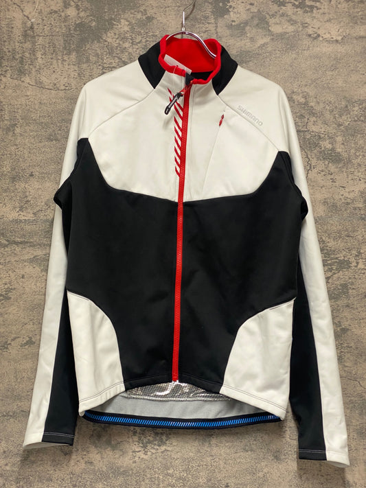 JA171 シマノ SHIMANO 長袖 サイクルジャケット 白 黒 L 裏起毛