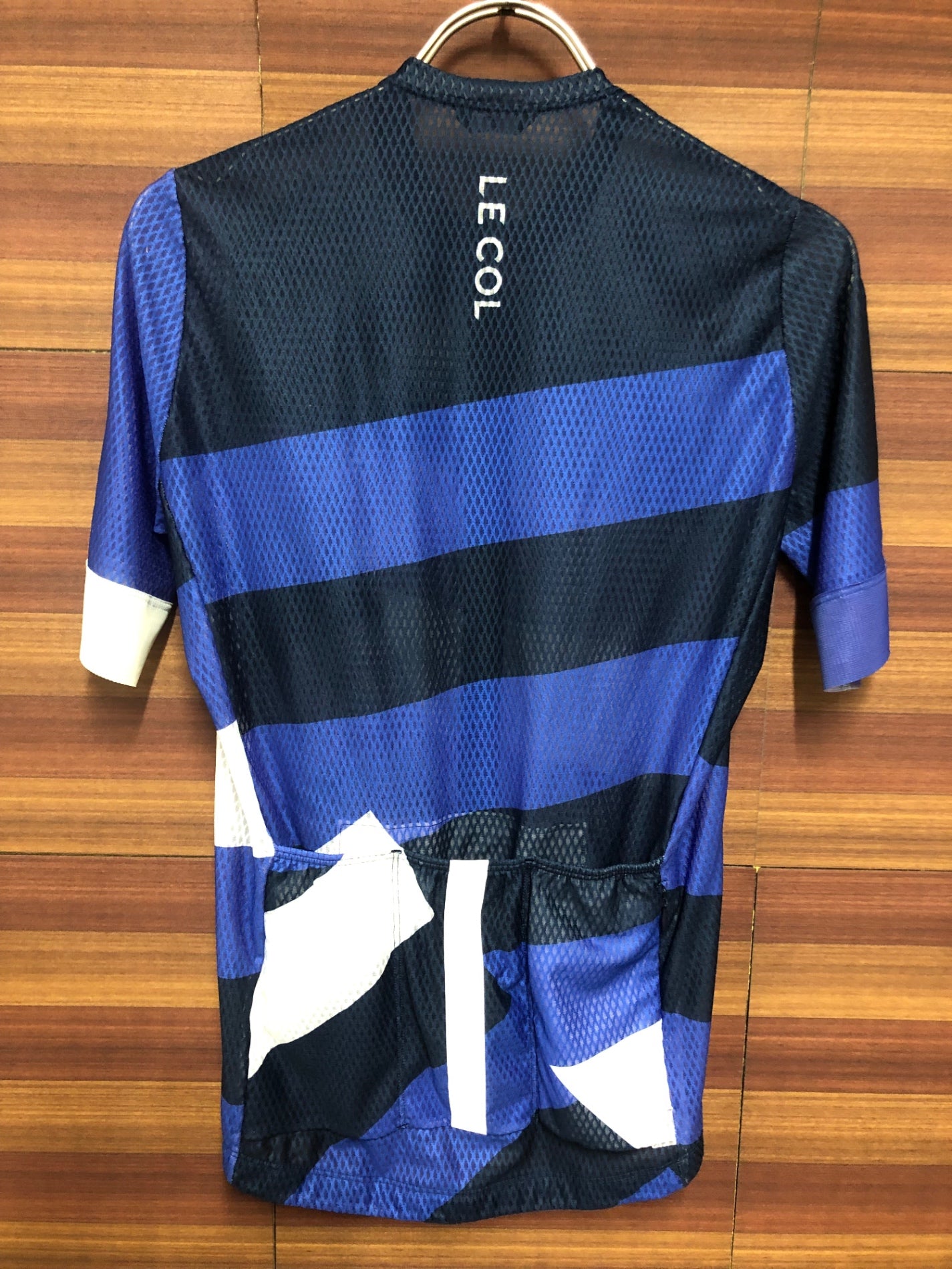 IU484 LECOL 半袖 サイクルジャージ 白 ネイビー XS