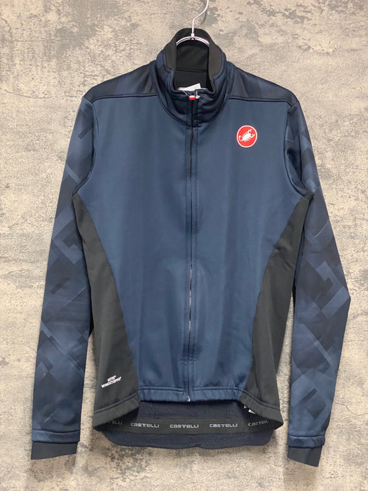 IZ914 カステリ CASTELLI 長袖 サイクルジャケット 黒 紺 M 裏起毛 GORE-WINDSTOPPER