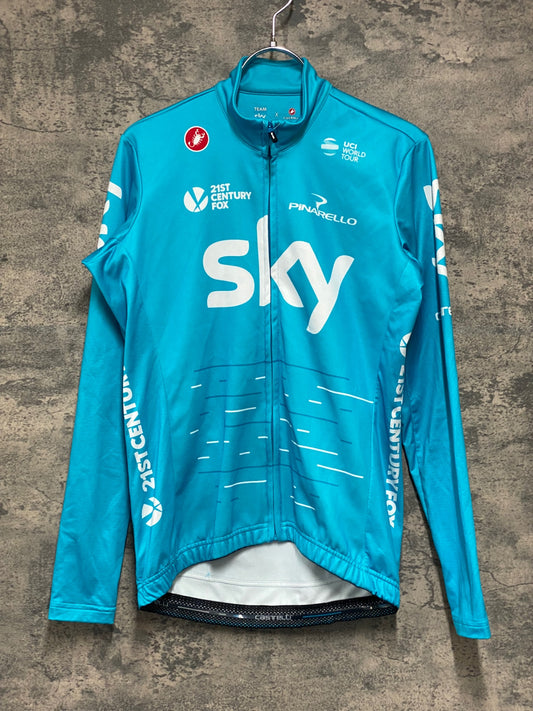 JC800 カステリ CASTELLI LONG SLEEVE THERMAL JERSEY 長袖 サイクルジャージ 水色 M 裏起毛 TEAM sky