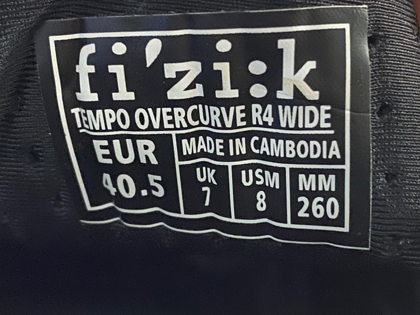 IE812 フィジーク fizi:k ビンディングシューズ TEMPO OVERCURVE R4 WIDE EU40 1/2 ブラック