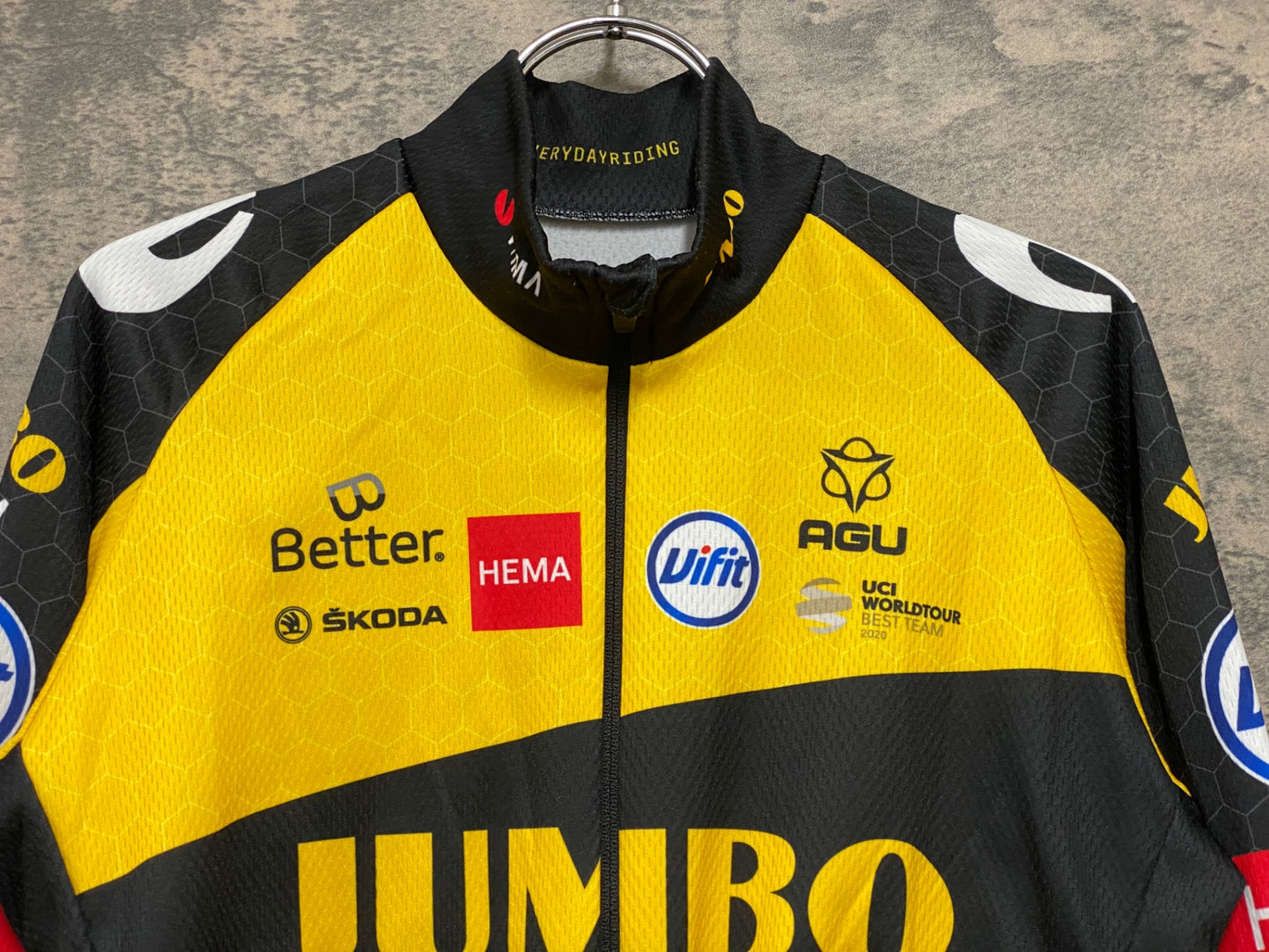 IZ658 アグ AGU 長袖 サイクルジャージ 黒 黃 M 裏起毛 JUMBO VISMA