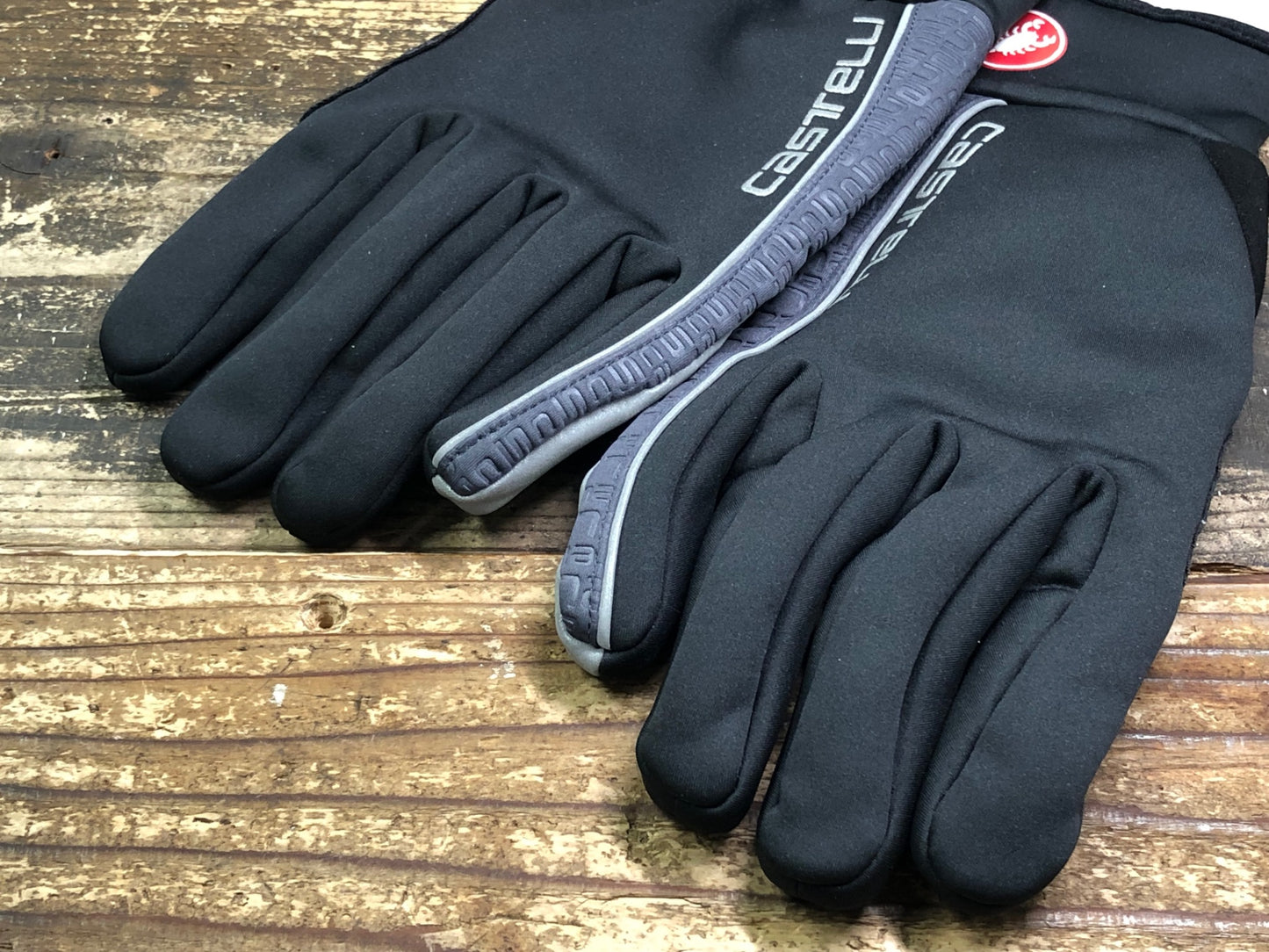IV955 カステリ CASTELLI SPETTACOLO グローブ 黒 グレー L 裏起毛