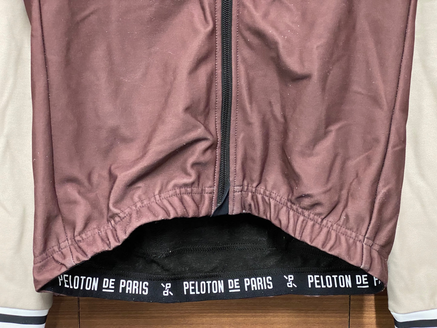 IT395 プロトンドパリ PELOTON DE PARIS 長袖 サイクルジャージ 茶 ベージュ S 裏起毛