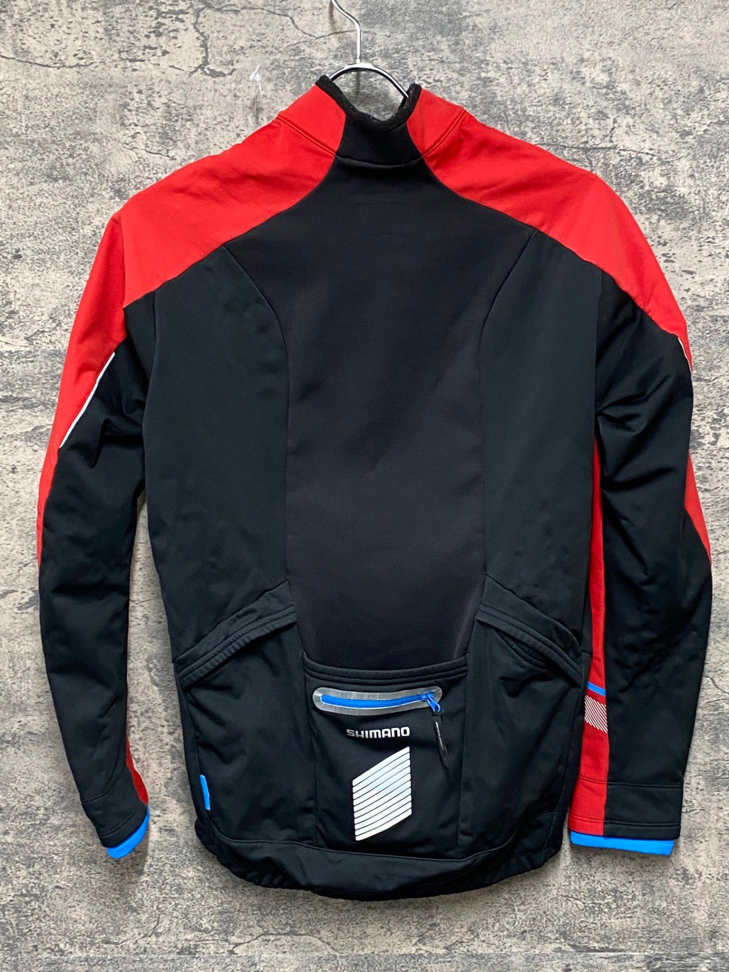 JB556 シマノ SHIMANO 長袖 サイクルジャケット 赤 黒 L 裏起毛