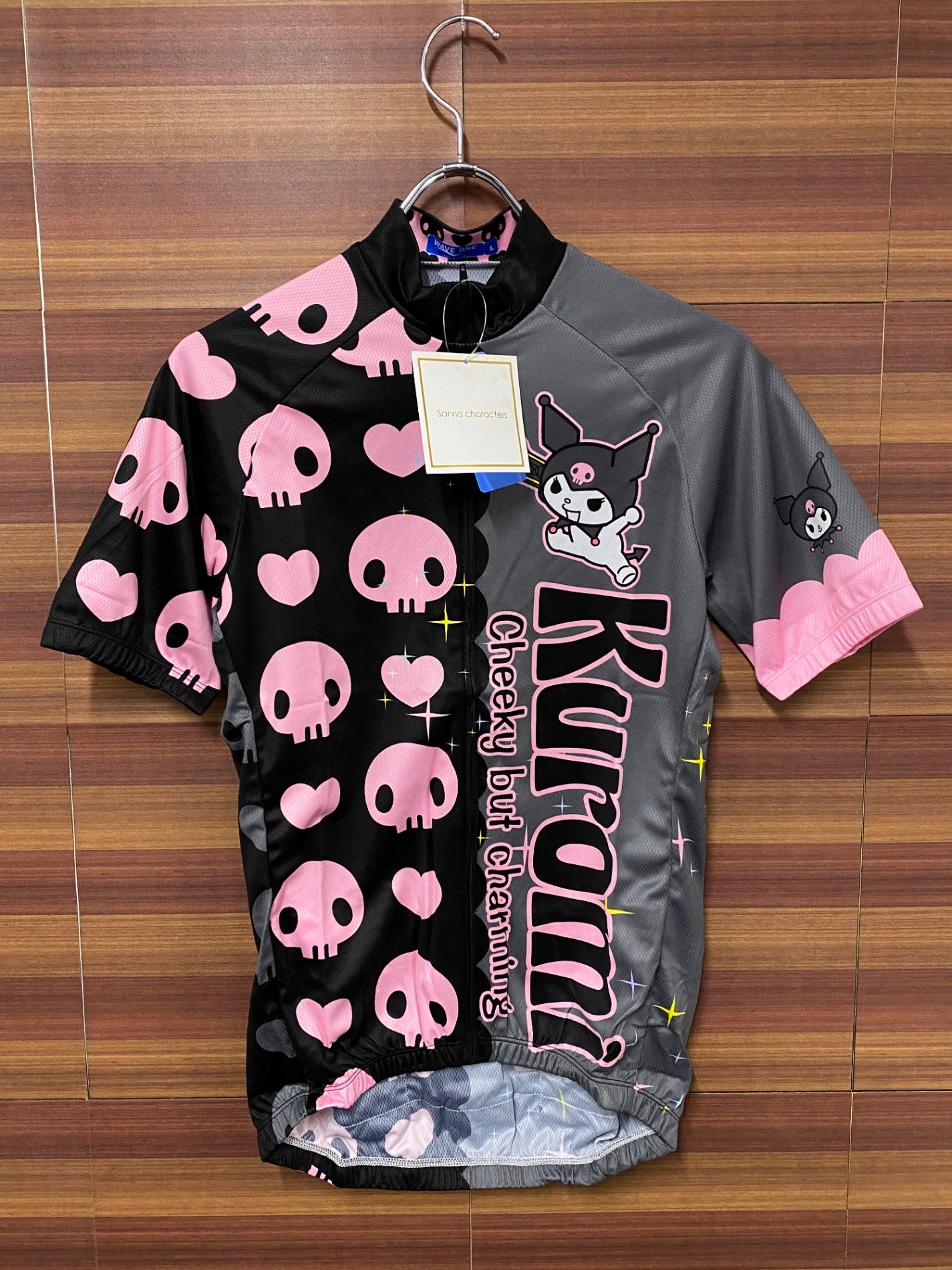 IS011 ウエイブワン WAVE ONE 半袖 サイクルジャージ 黒 グレー L マイメロディ スカル